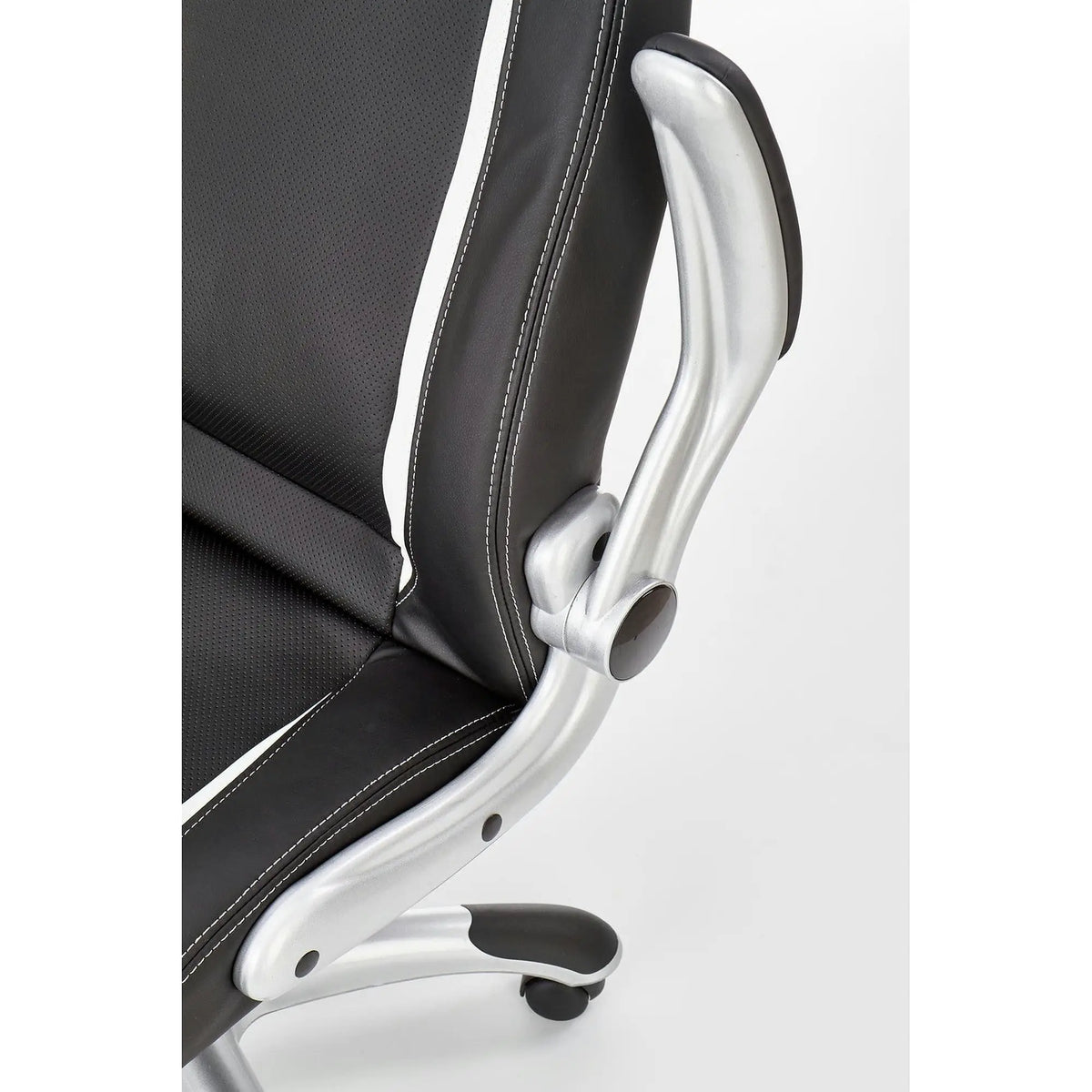 Scaun de birou SATURN, negru, piele ecologica perforata, 67x65x112/120 cm