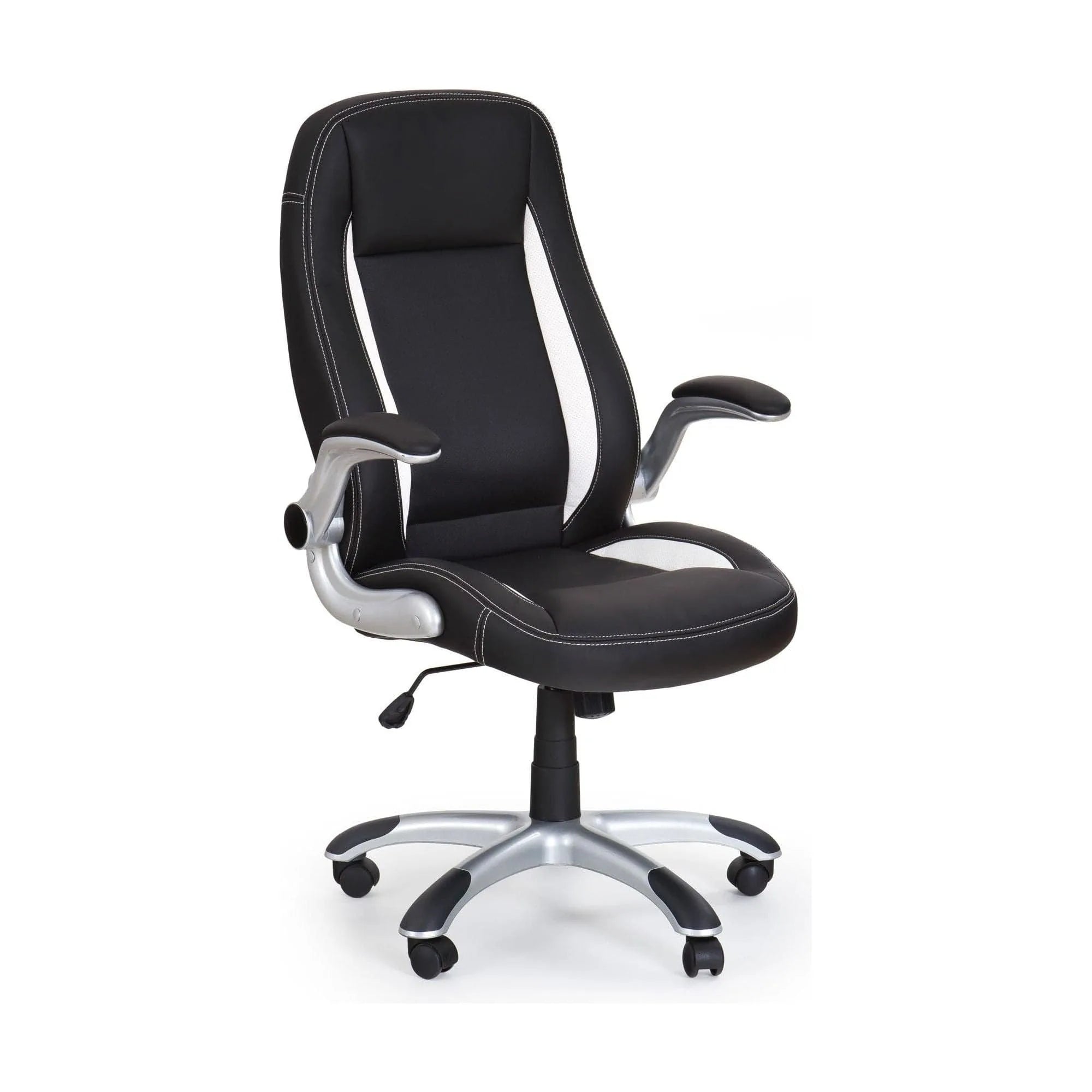 Scaun de birou SATURN, negru, piele ecologica perforata, 67x65x112/120 cm