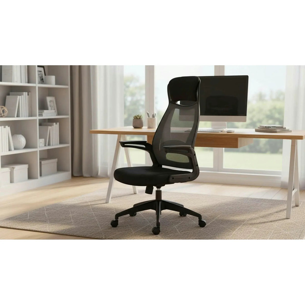 Scaun de birou SOLARIS, negru/gri, stofa mesh/metal/plastic, 58x62x116/124 cm