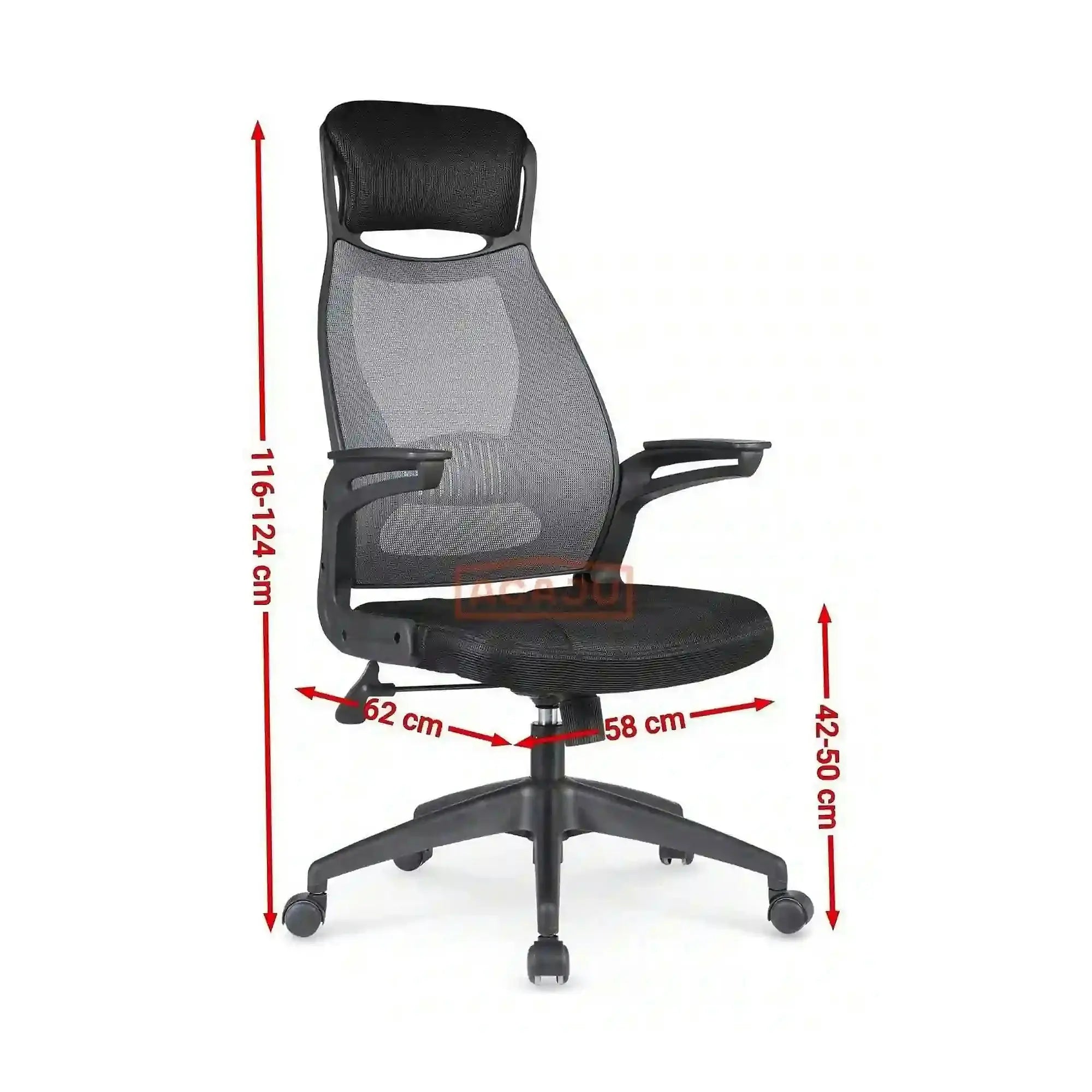 Scaun de birou SOLARIS, negru/gri, stofa mesh/metal/plastic, 58x62x116/124 cm