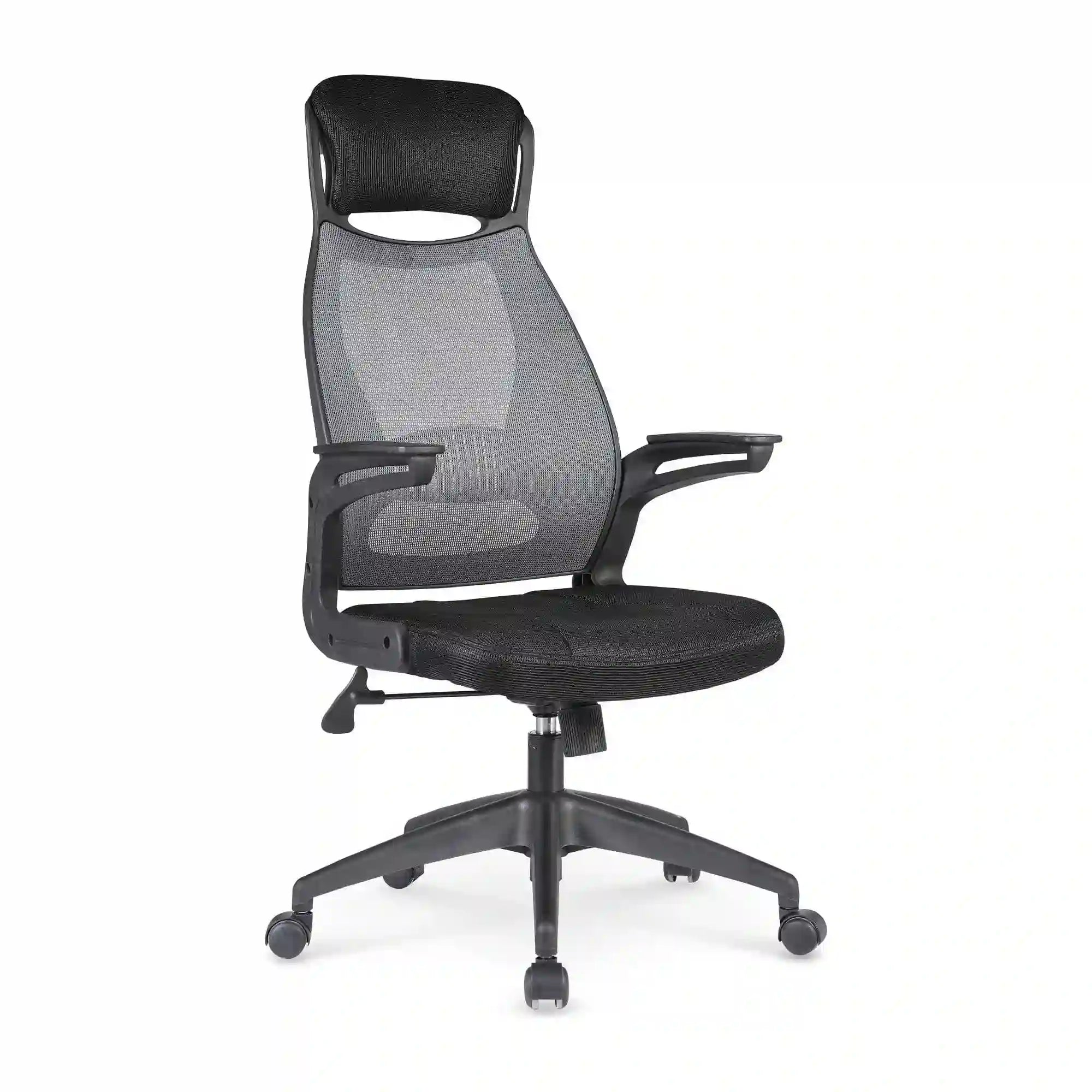 Scaun de birou SOLARIS, negru/gri, stofa mesh/metal/plastic, 58x62x116/124 cm