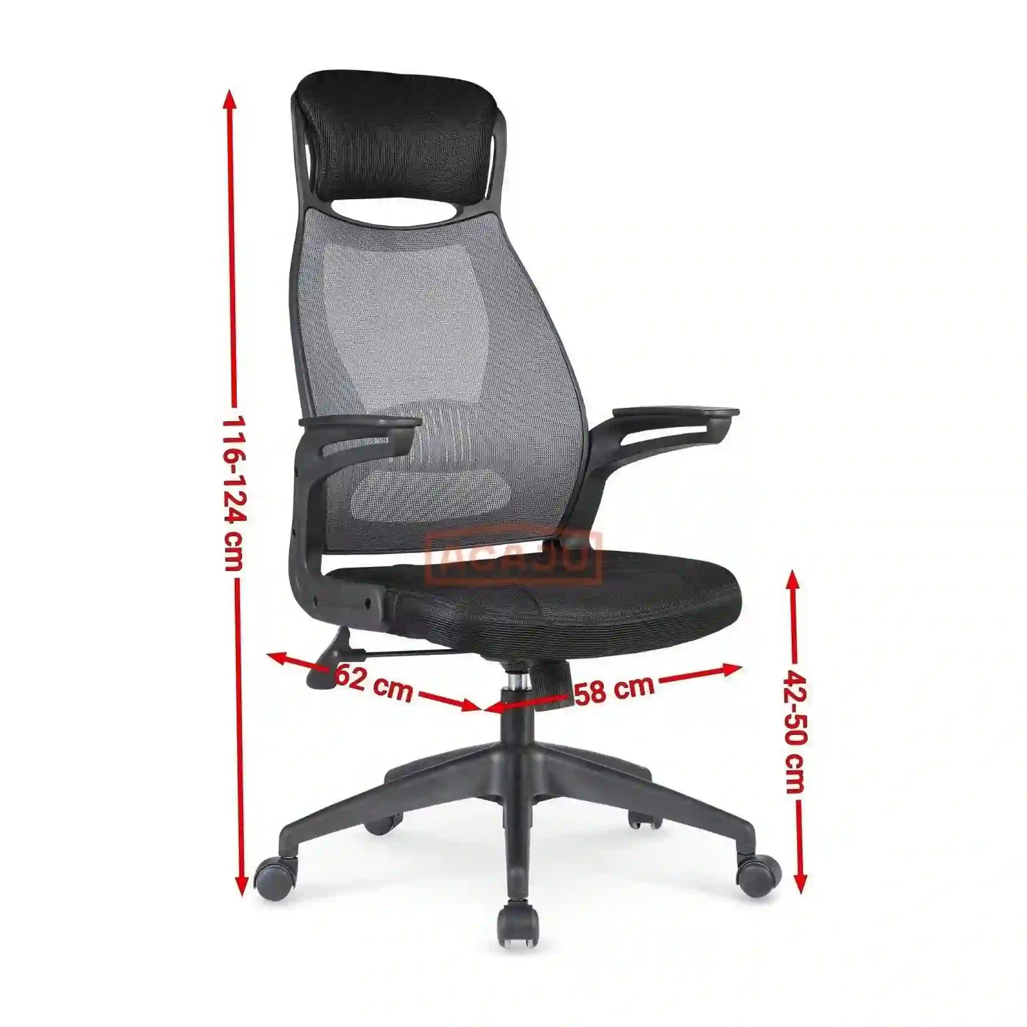 Scaun de birou SOLARIS, negru/gri, stofa mesh/metal/plastic, 58x62x116/124 cm