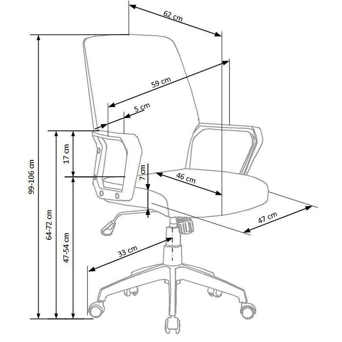 Scaun de birou SPIN 2, grej/alb, stofa clasica/metal, 59x62x99/106 cm