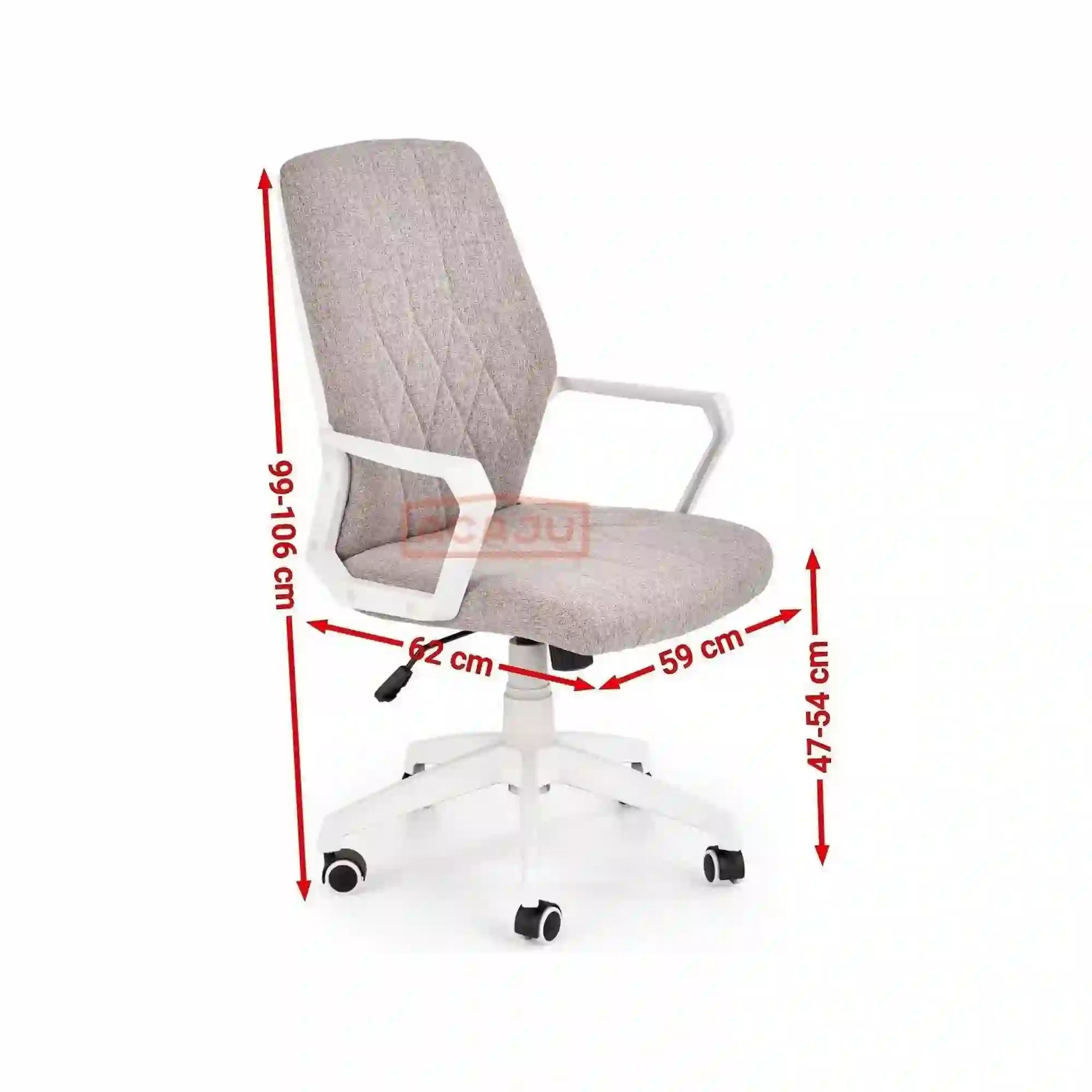 Scaun de birou SPIN 2, grej/alb, stofa clasica/metal, 59x62x99/106 cm