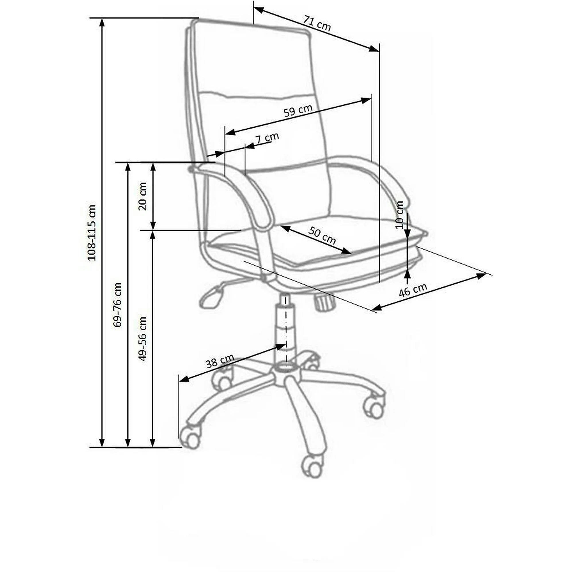 Scaun de birou STANLEY, negru, piele ecologica, 59x71x108/115 cm