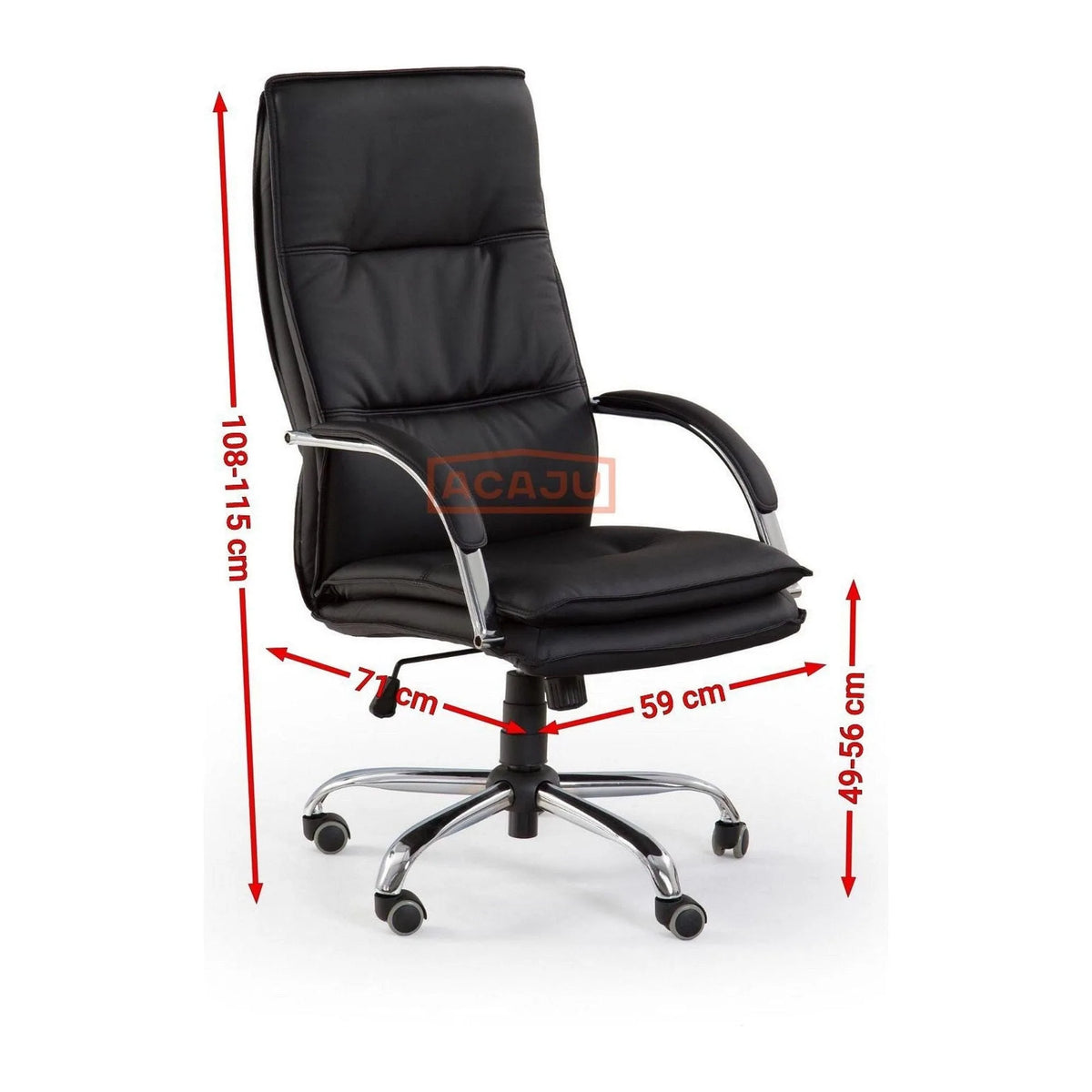 Scaun de birou STANLEY, negru, piele ecologica, 59x71x108/115 cm