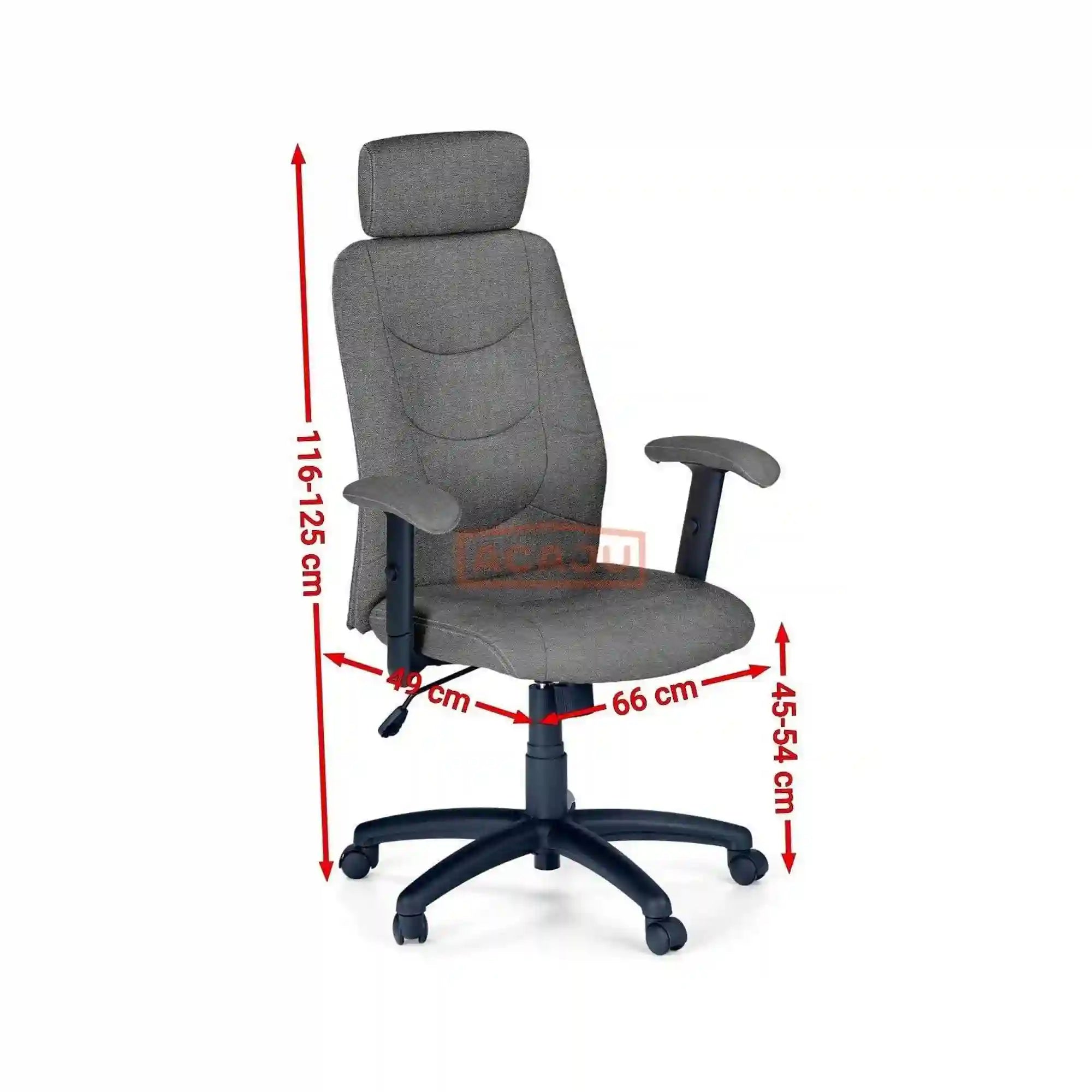 Scaun de birou STILO 2, gri inchis/negru, stofa, 66x49x116/125 cm