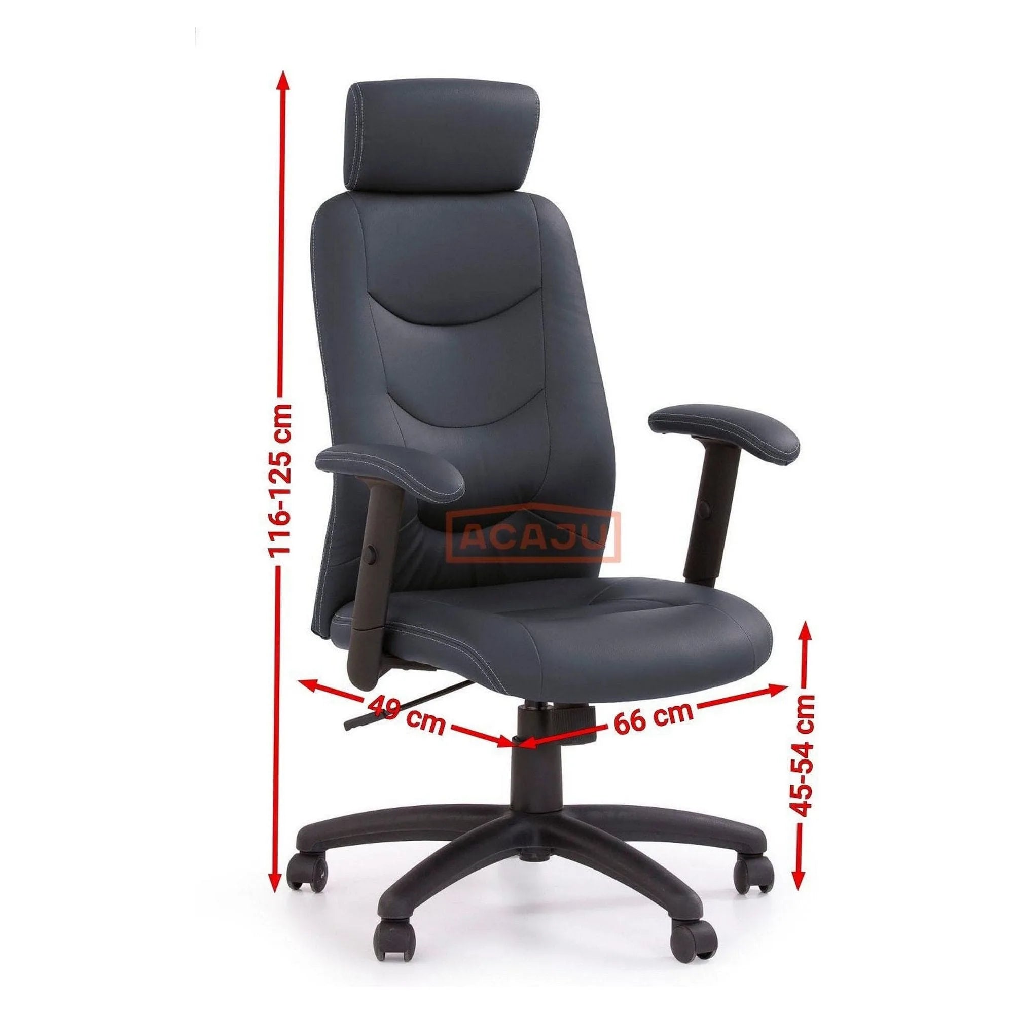 Scaun de birou STILO, negru, piele ecologica, 66x62x116/125 cm