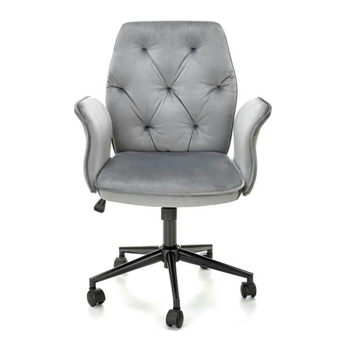 Scaun de birou TULIP, gri/negru, stofa catifelata/metal/plastic, 65x63x90/100 cm