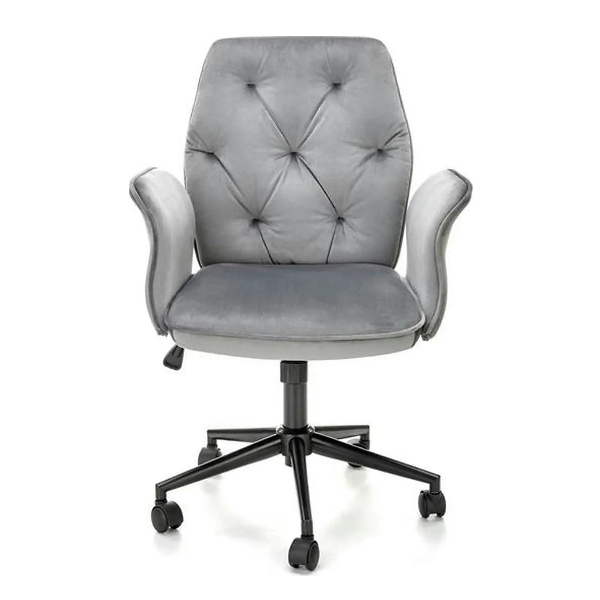 Scaun de birou TULIP, gri/negru, stofa catifelata/metal/plastic, 65x63x90/100 cm