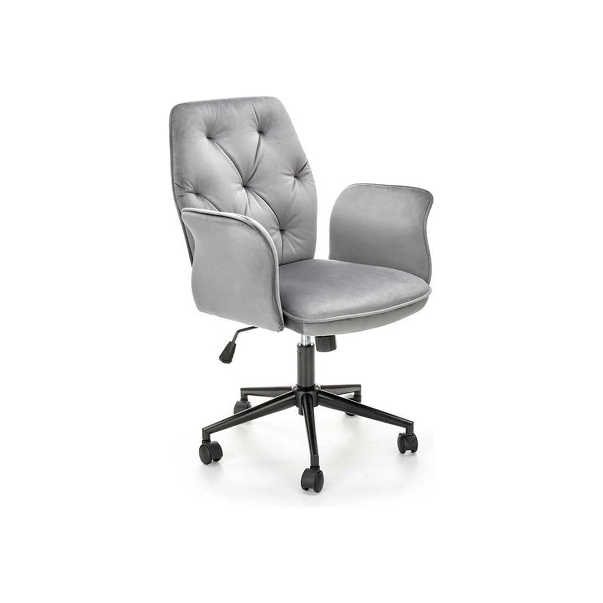 Scaun de birou TULIP, gri/negru, stofa catifelata/metal/plastic, 65x63x90/100 cm