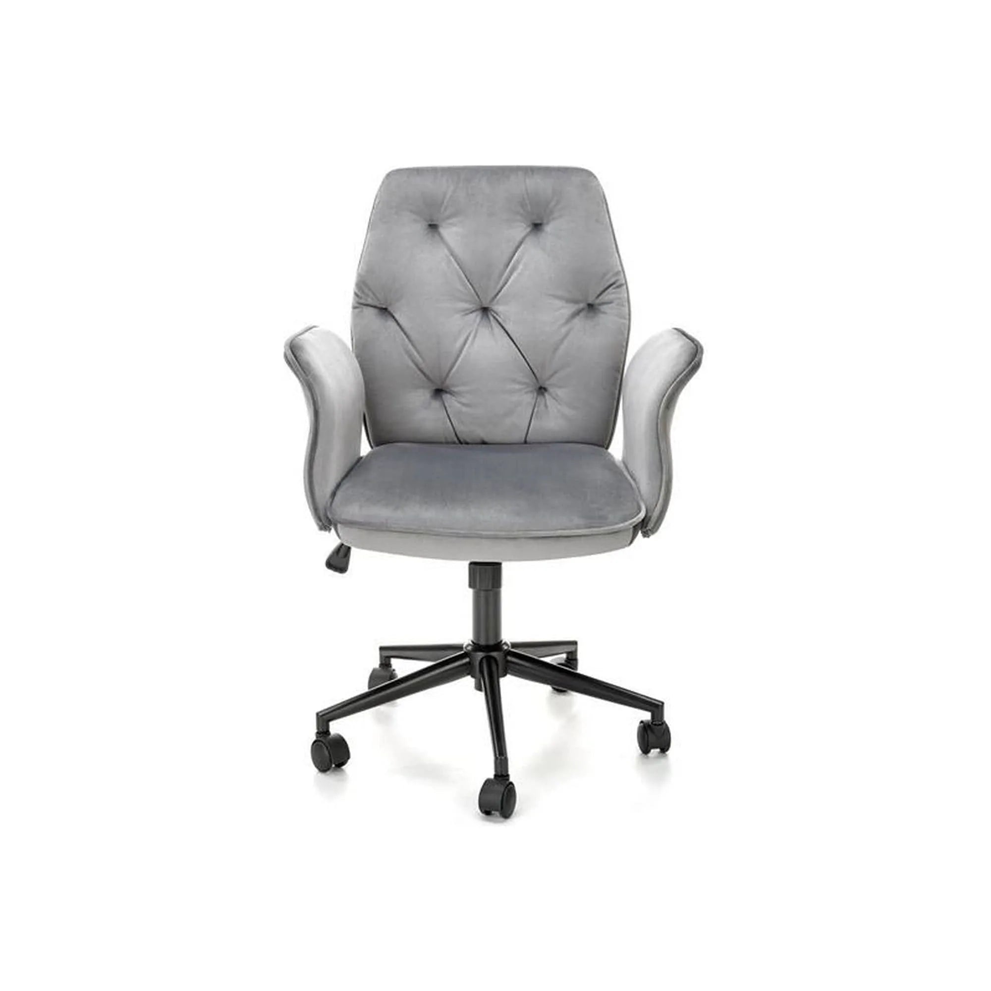 Scaun de birou TULIP, gri/negru, stofa catifelata/metal/plastic, 65x63x90/100 cm