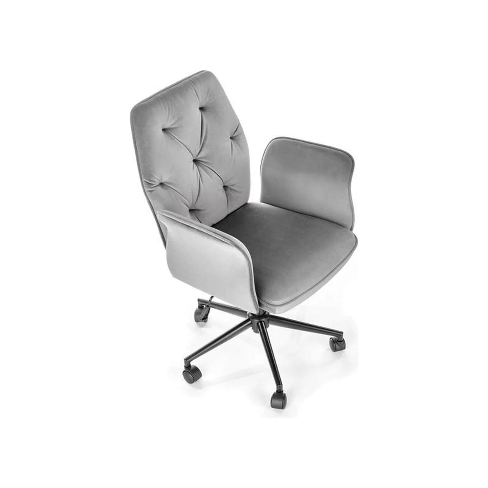 Scaun de birou TULIP, gri/negru, stofa catifelata/metal/plastic, 65x63x90/100 cm