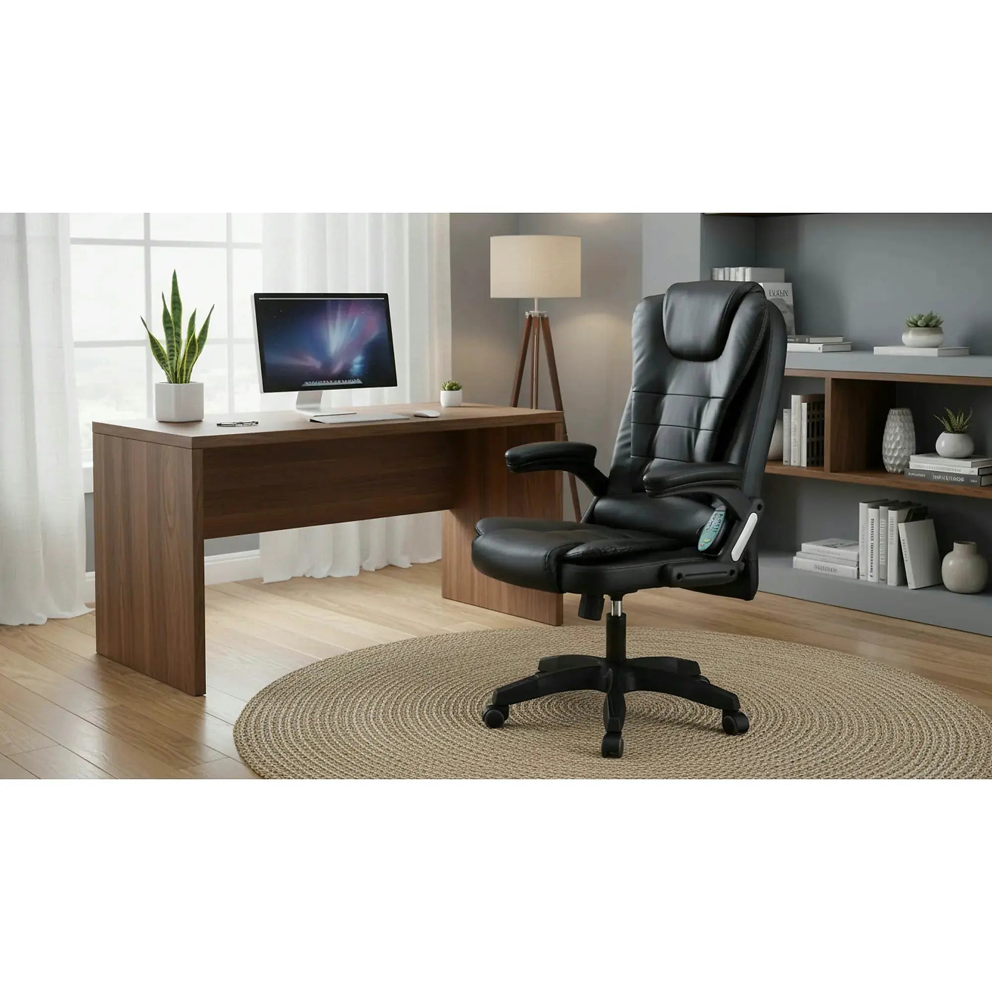Scaun de birou TYLER NEW, negru, piele ecologica/plastic, 65x71x110/120 cm