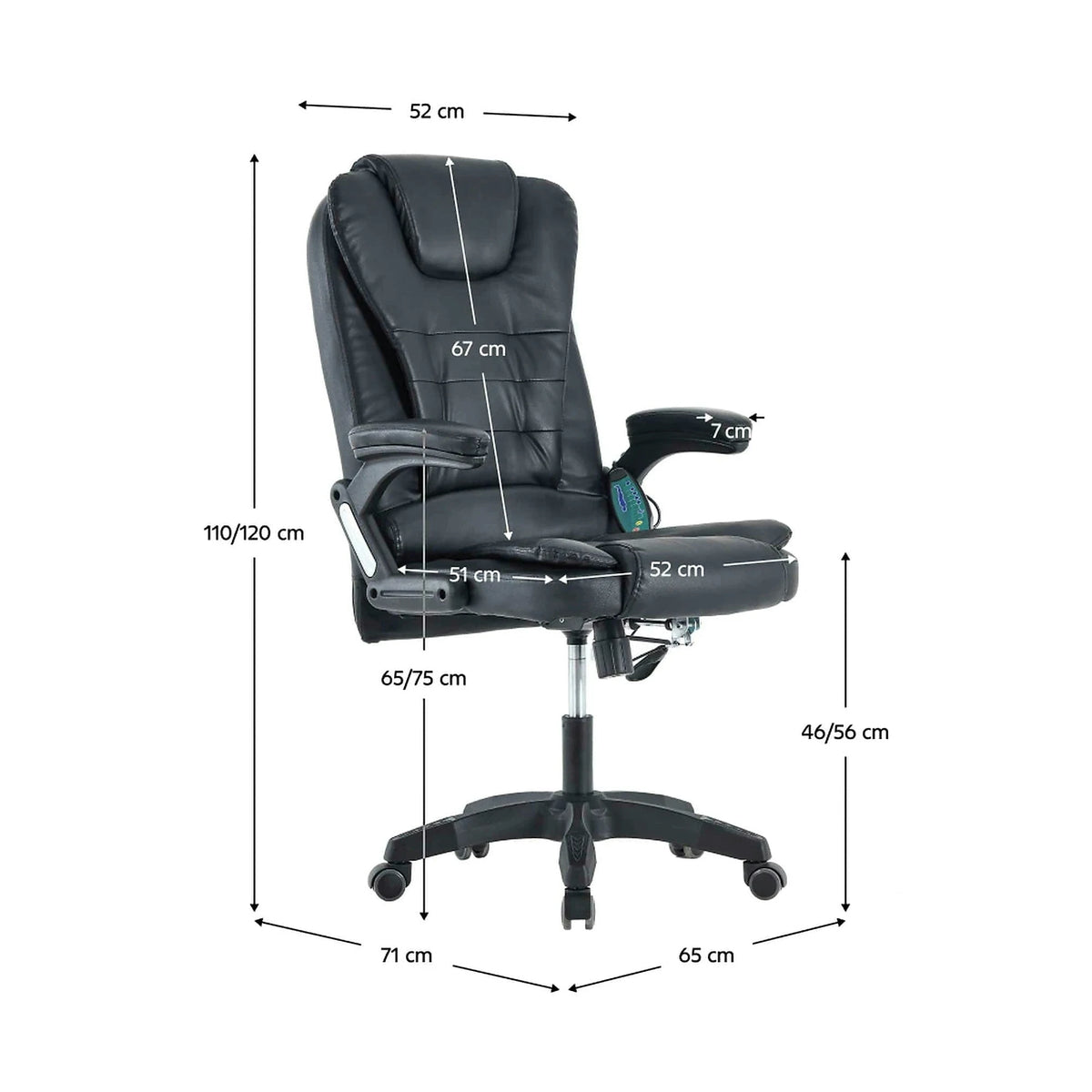 Scaun de birou TYLER NEW, negru, piele ecologica/plastic, 65x71x110/120 cm