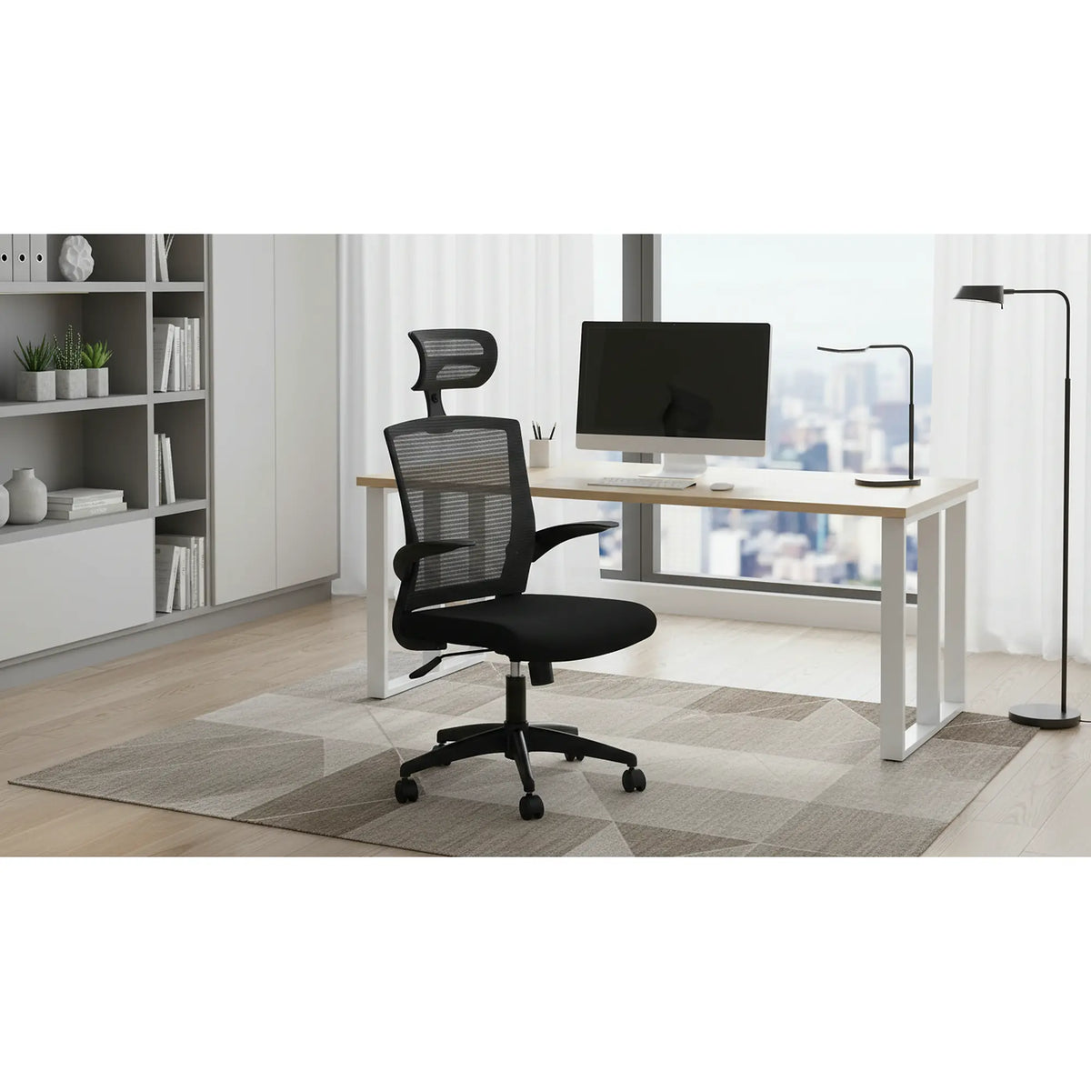 Scaun de birou VALOR, negru/gri, stofa mesh/metal, 64x62x115/125 cm