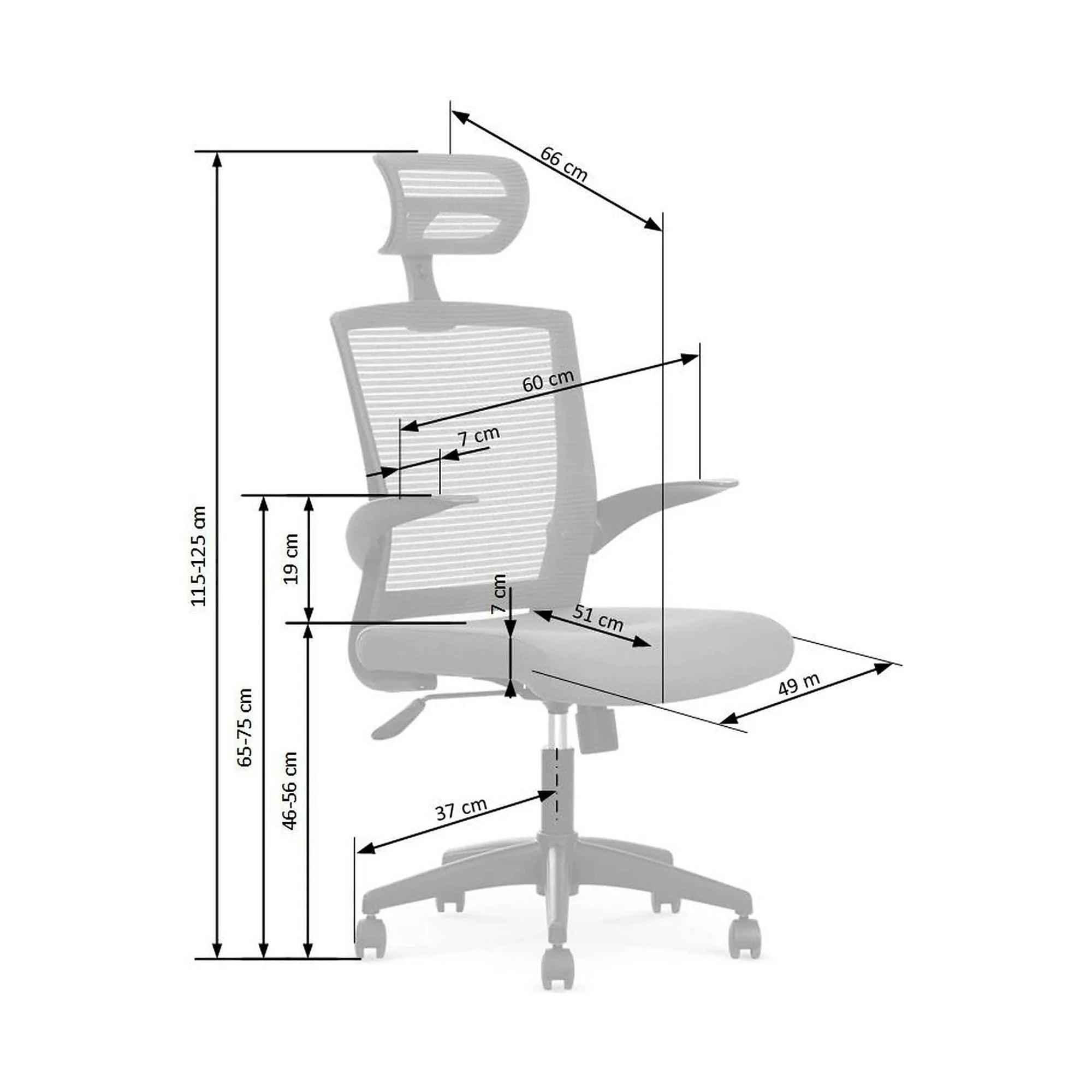 Scaun de birou VALOR, negru/gri, stofa mesh/metal, 64x62x115/125 cm