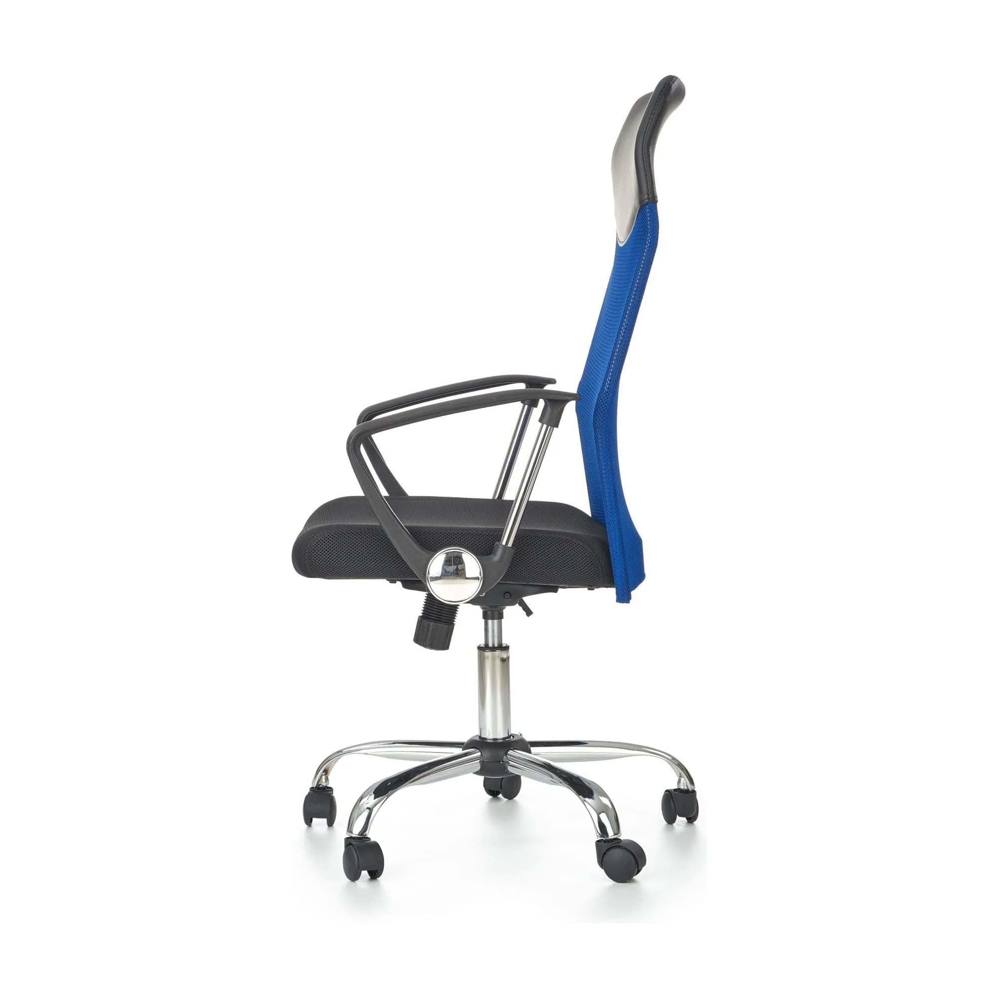 Scaun de birou VIRE, albastru/negru, stofa mesh, 61x63x110/120 cm