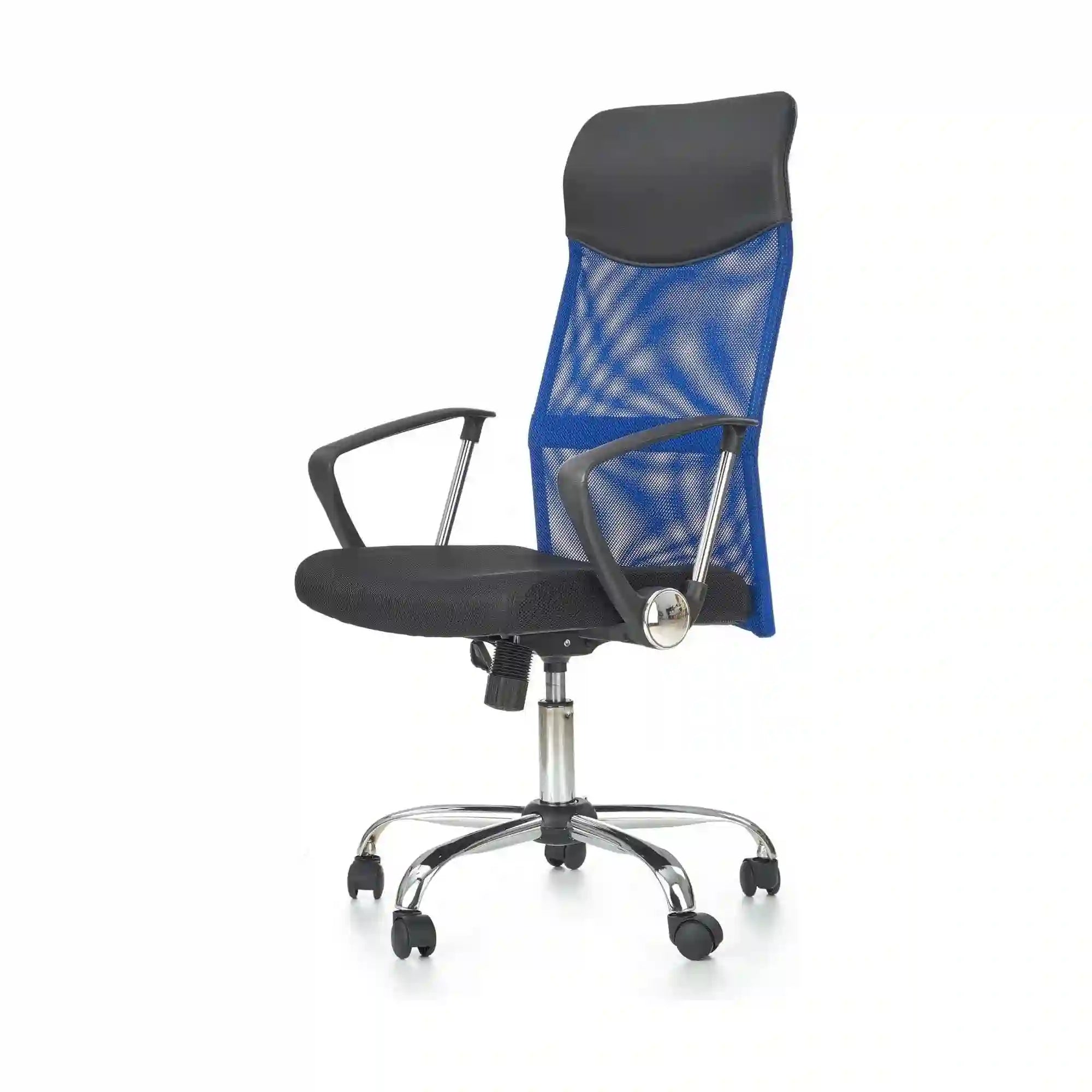 Scaun de birou VIRE, albastru/negru, stofa mesh, 61x63x110/120 cm