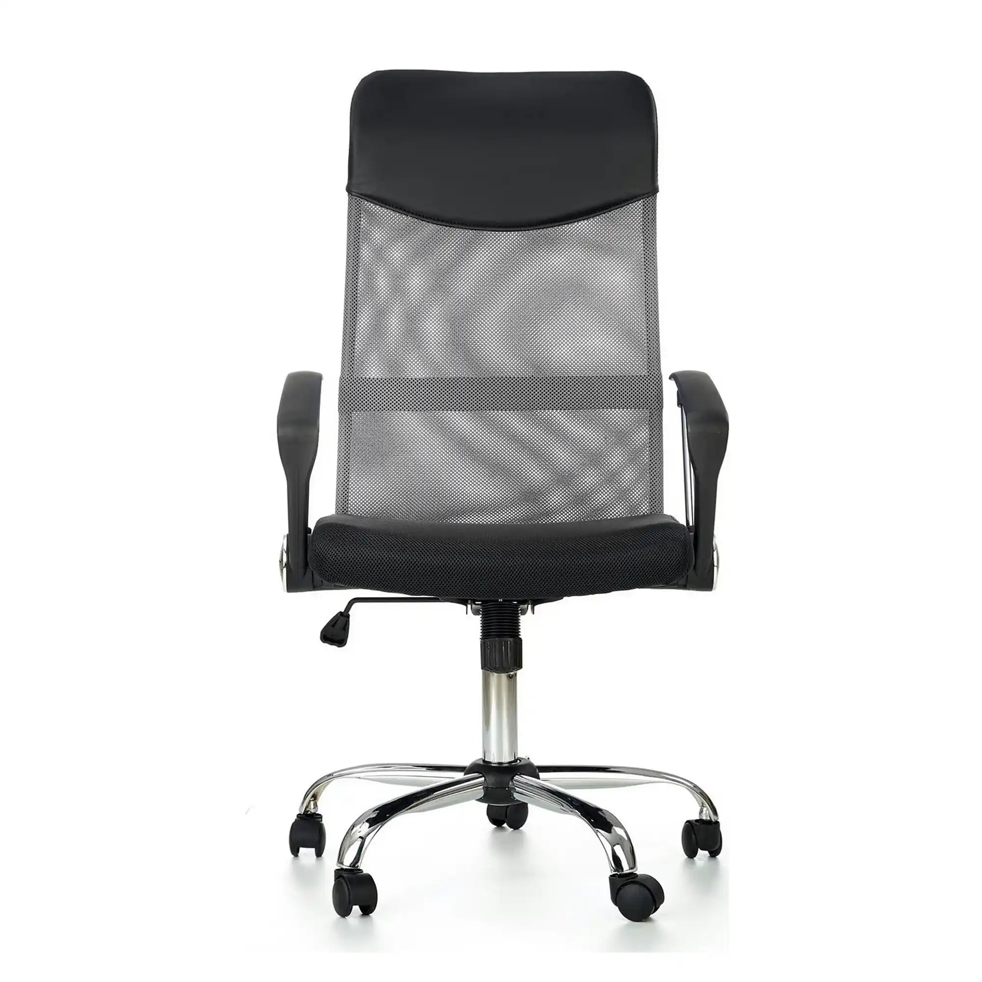 Scaun de birou VIRE, gri/negru/crom, stofa/plasa, 61x63x110/120 cm