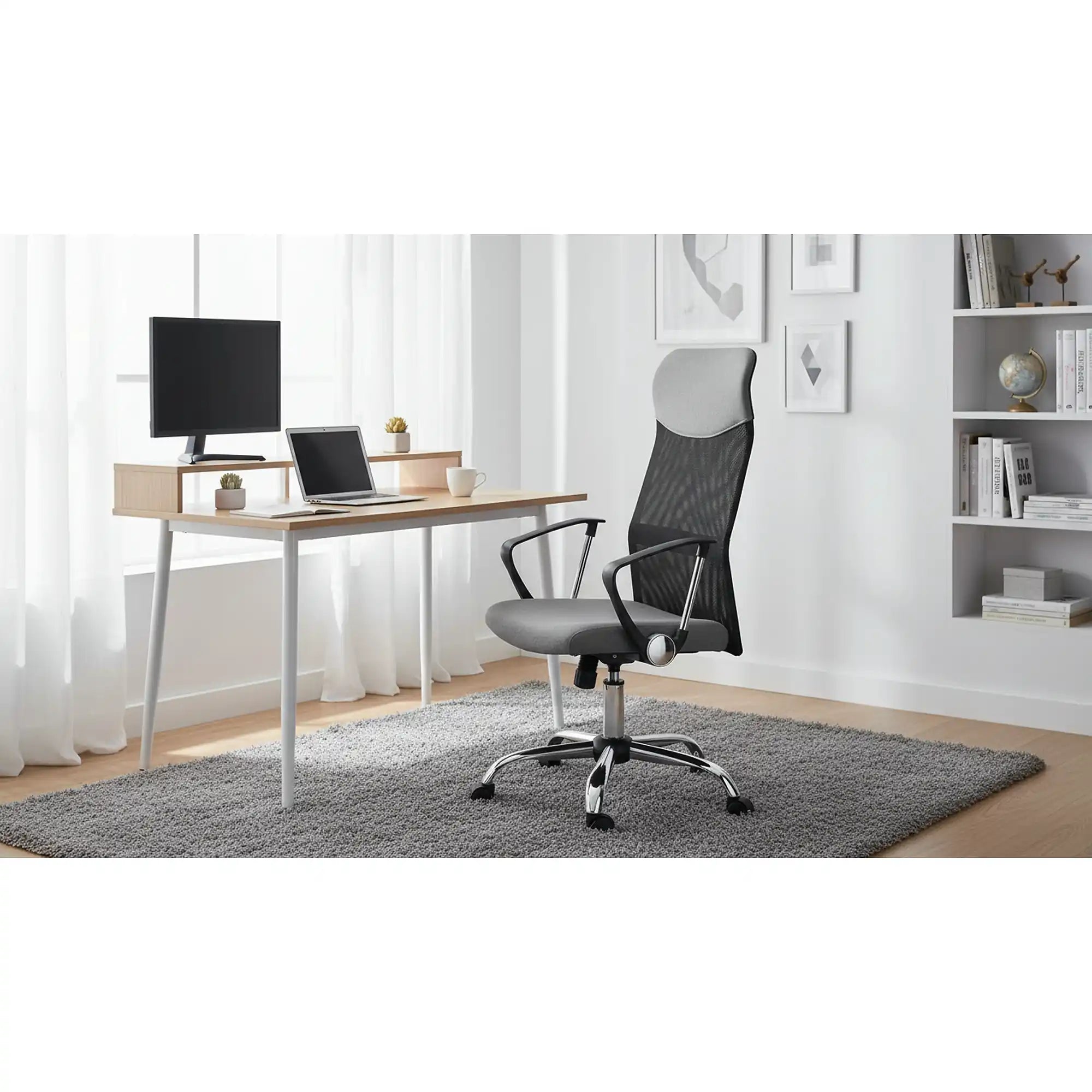 Scaun de birou VIRE II, gri, stofa mesh, 61x63x110/120 cm