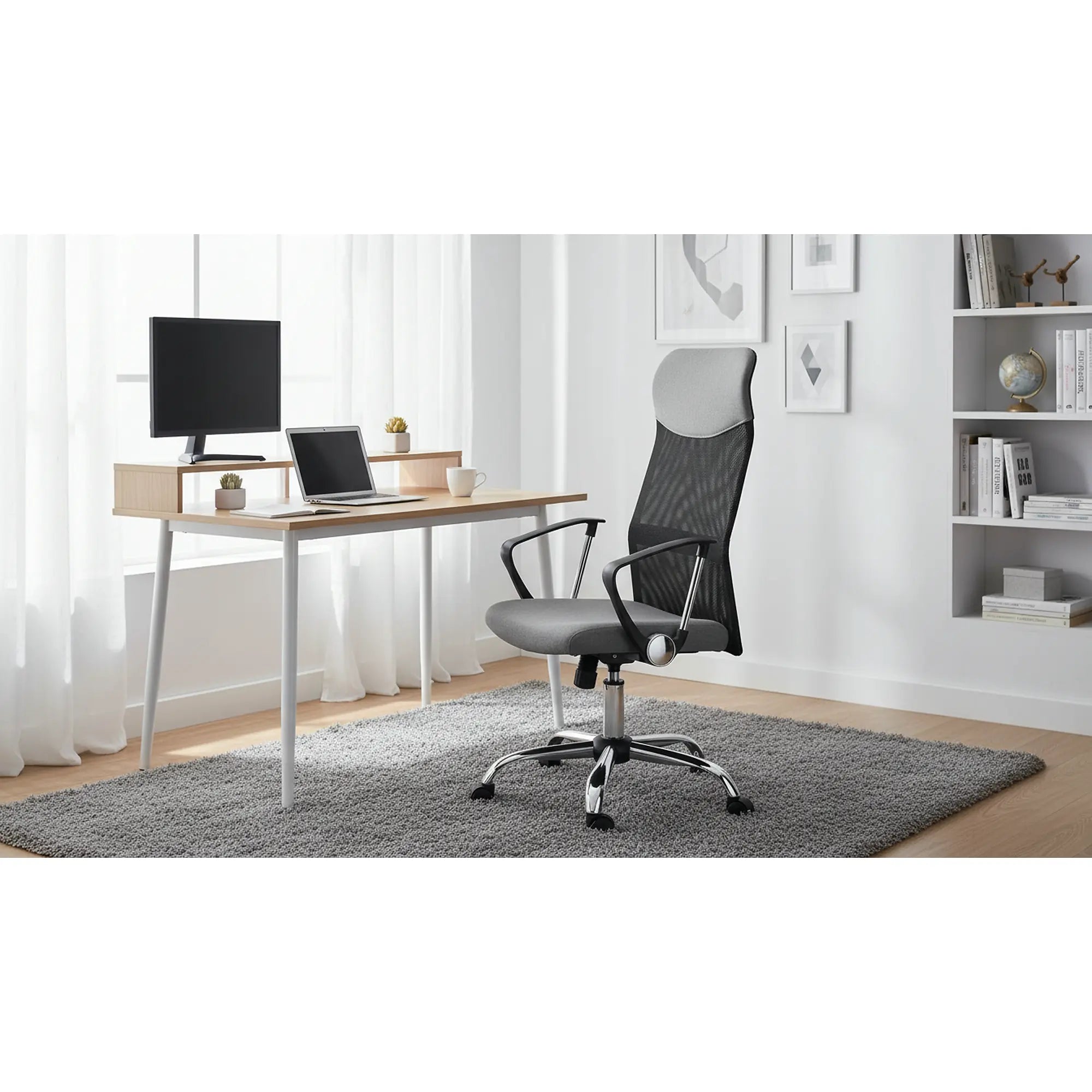 Scaun de birou VIRE II, gri, stofa mesh, 61x63x110/120 cm