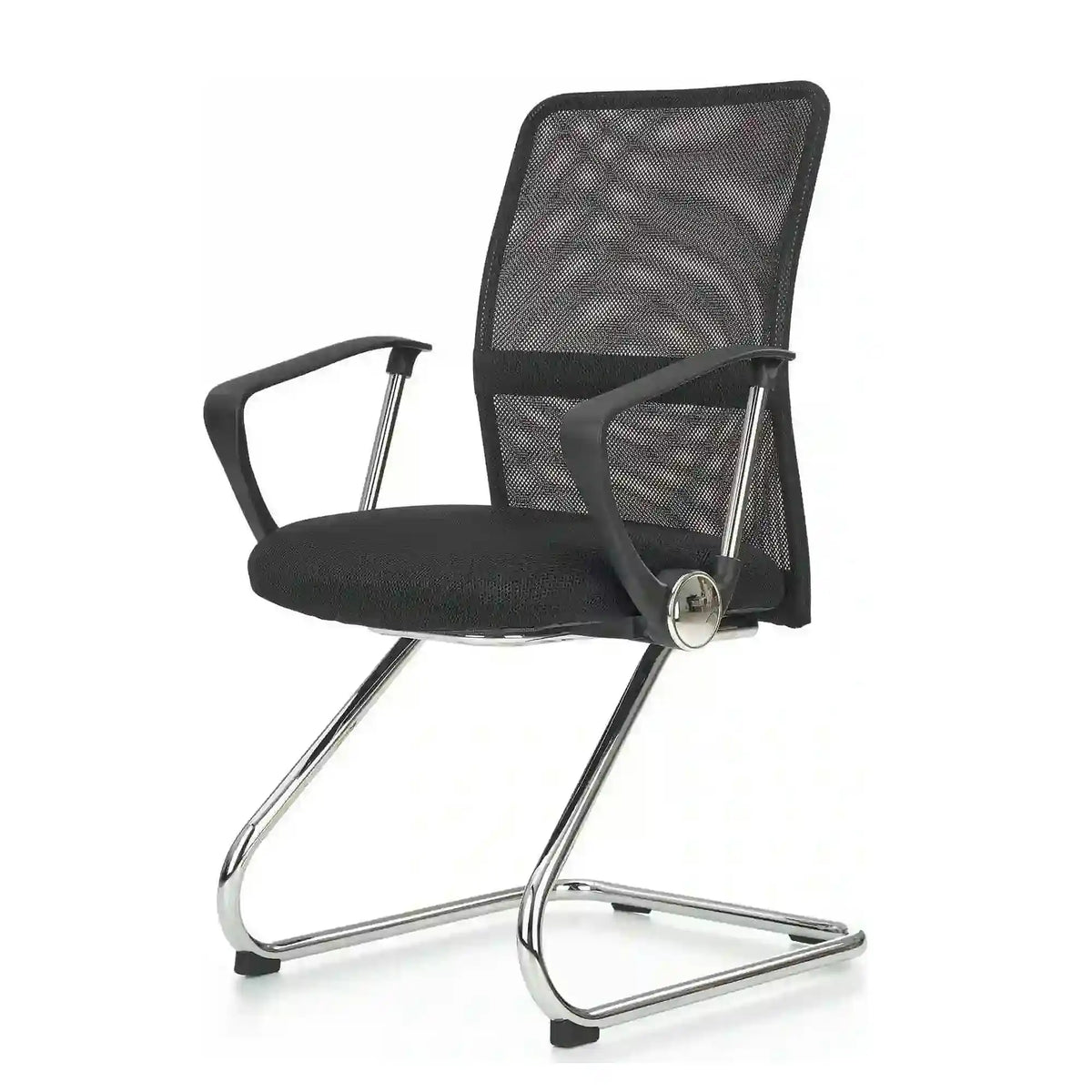 Scaun de birou VIRE SKID, negru, stofa mesh, 58x60x97 cm