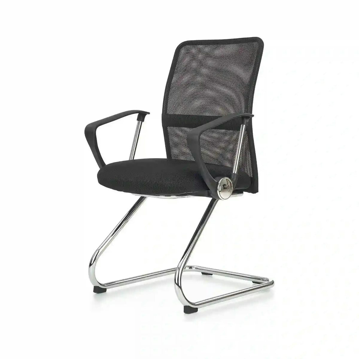 Scaun de birou VIRE SKID, negru, stofa mesh, 58x60x97 cm