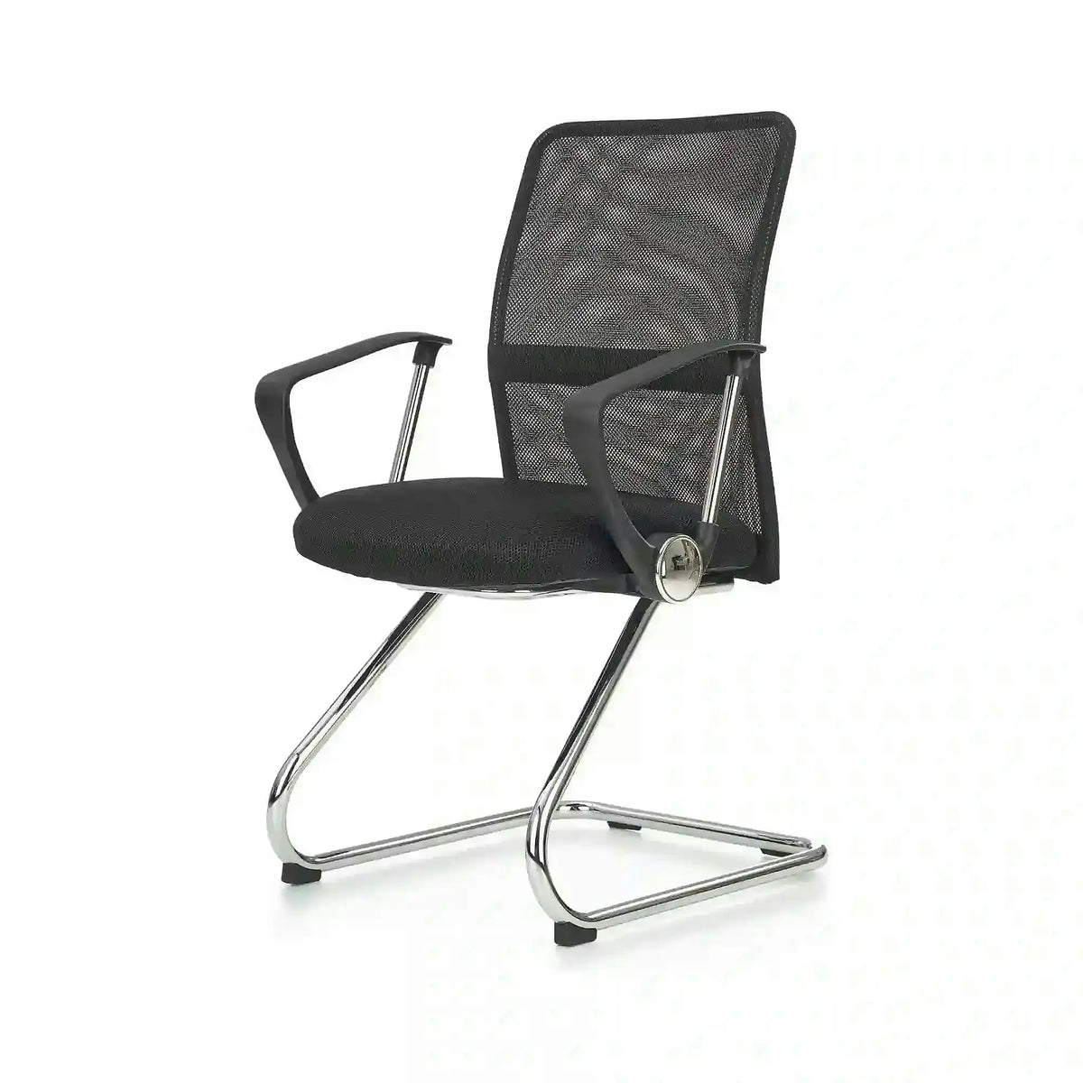 Scaun de birou VIRE SKID, negru, stofa mesh, 58x60x97 cm