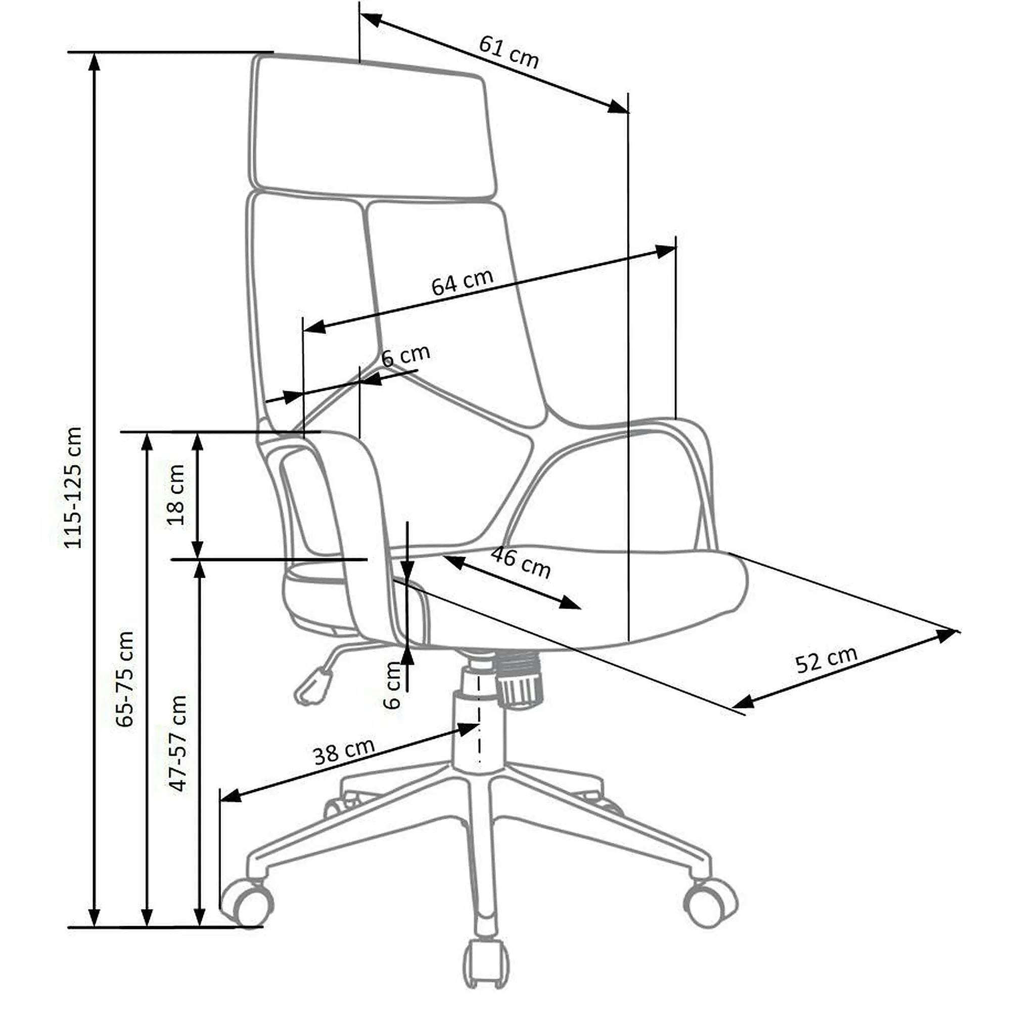 Scaun de birou VOYAGER, albastru/negru, stofa, 64x61x115/125 cm