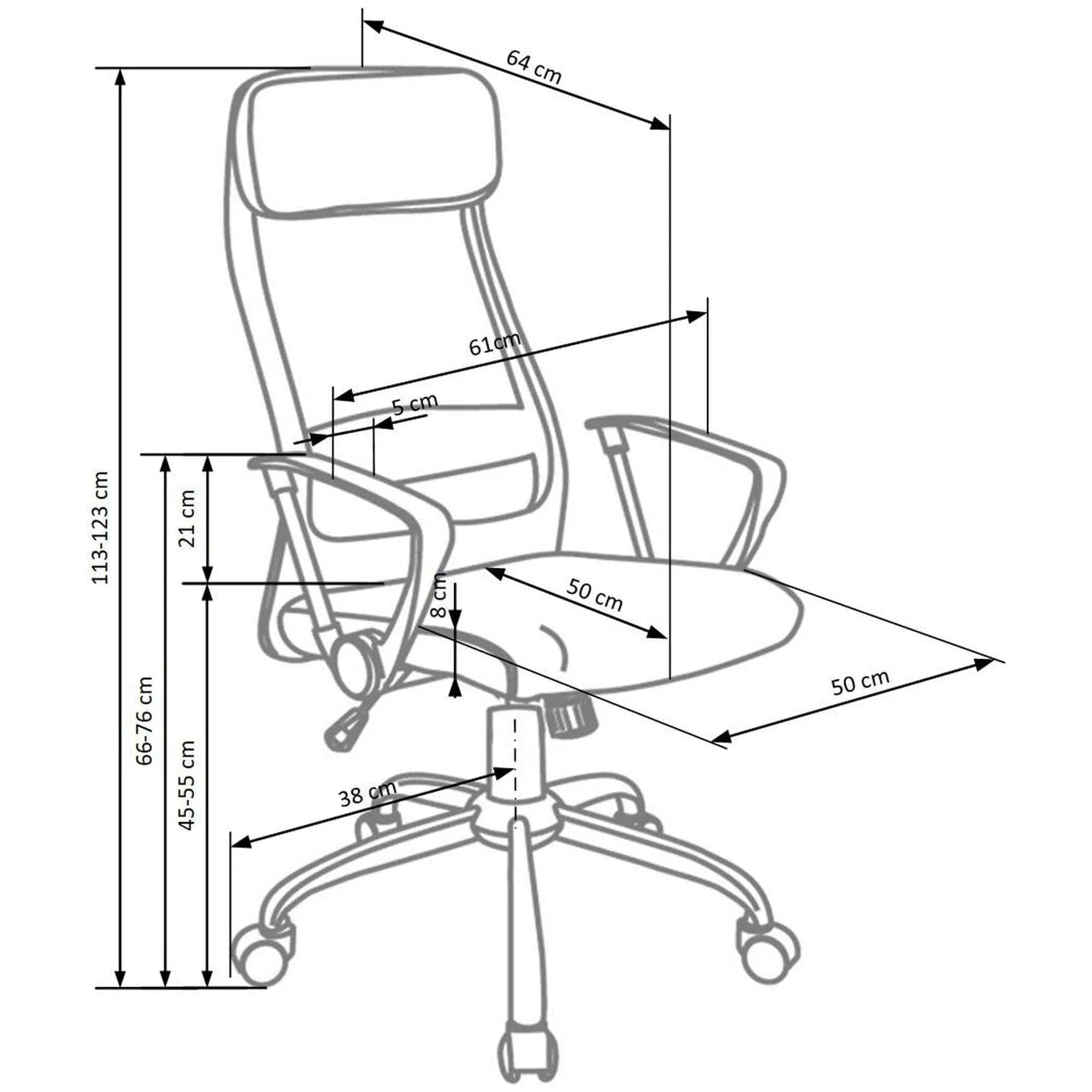 Scaun de birou ZOOM, negru/gri, stofa mesh/metal, 61x64x113/123 cm