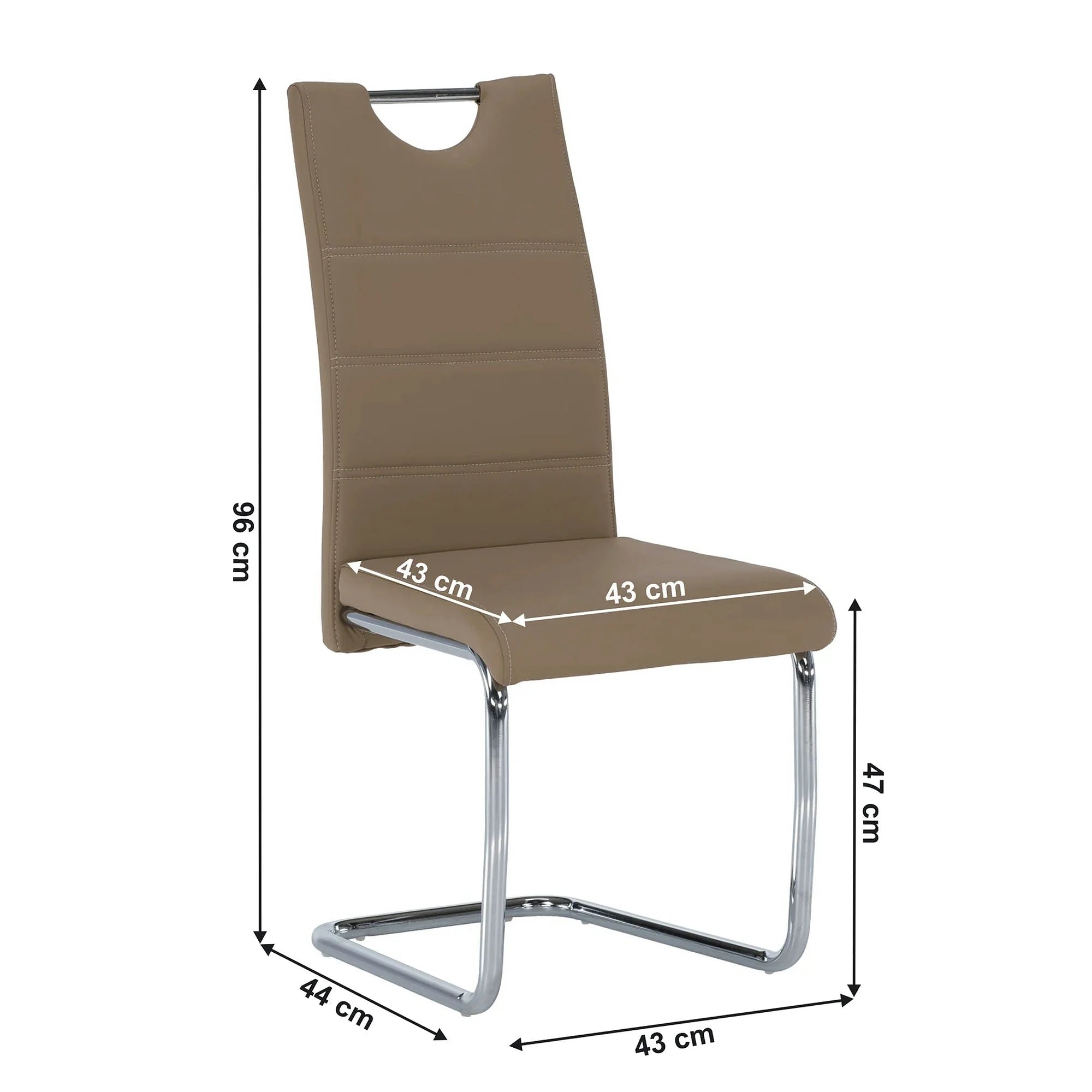 Scaun de bucatarie ABIRA NEW, cappuccino/crom, piele ecologica/metal, 43x44x96 cm