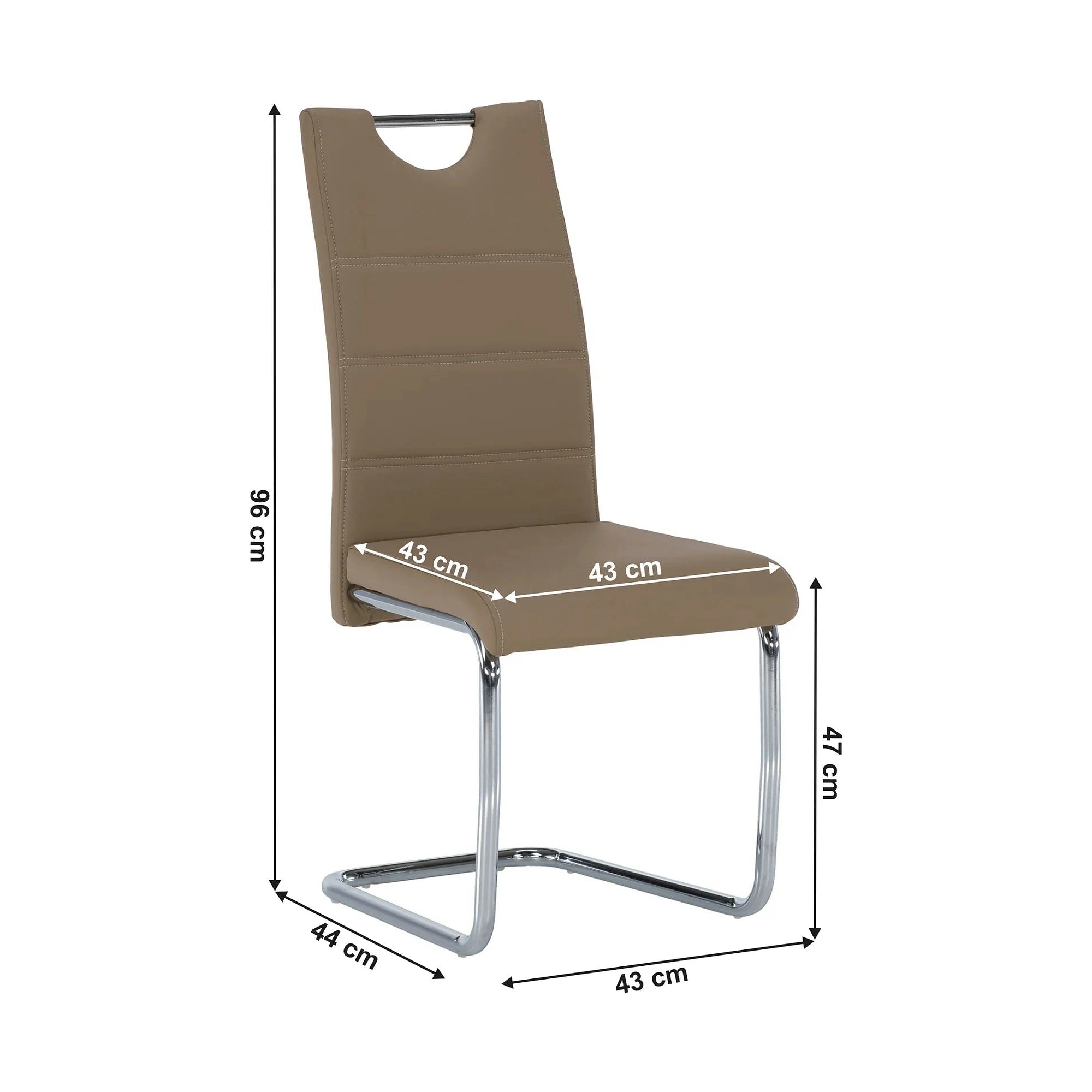 Scaun de bucatarie ABIRA NEW, cappuccino/crom, piele ecologica/metal, 43x44x96 cm