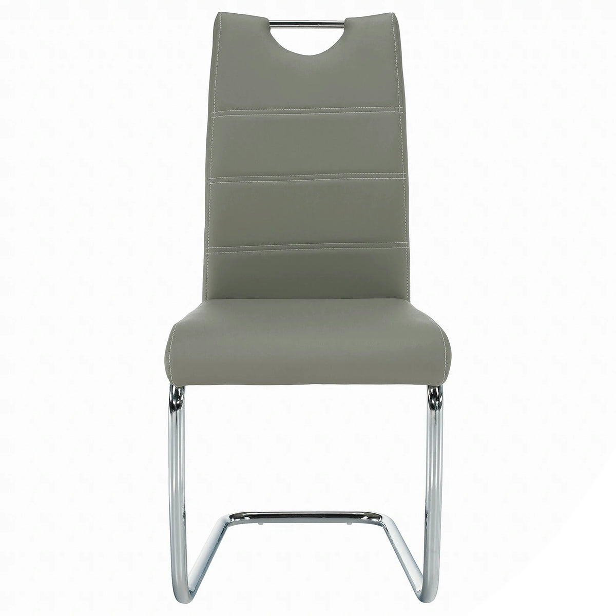 Scaun de bucatarie ABIRA NEW, gri deschis/crom, piele ecologica/metal, 43x44x96 cm
