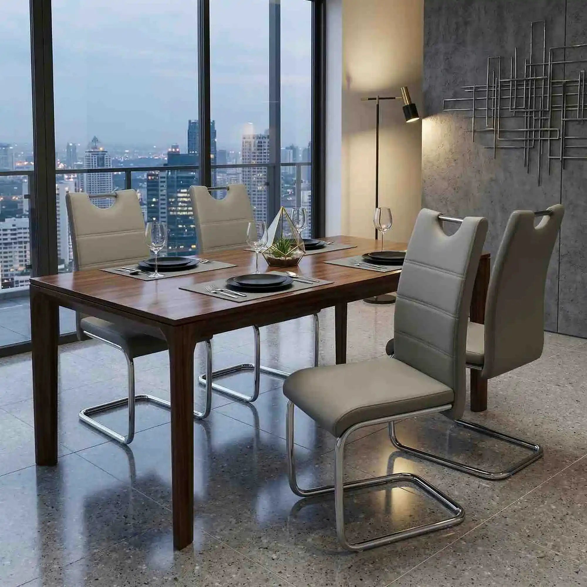 Scaun de bucatarie ABIRA NEW, gri deschis/crom, piele ecologica/metal, 43x44x96 cm