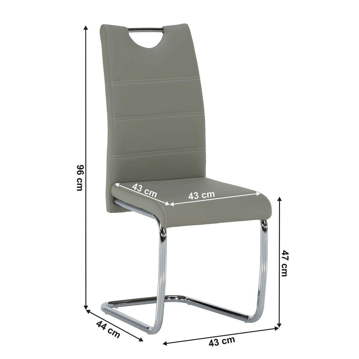 Scaun de bucatarie ABIRA NEW, gri deschis/crom, piele ecologica/metal, 43x44x96 cm