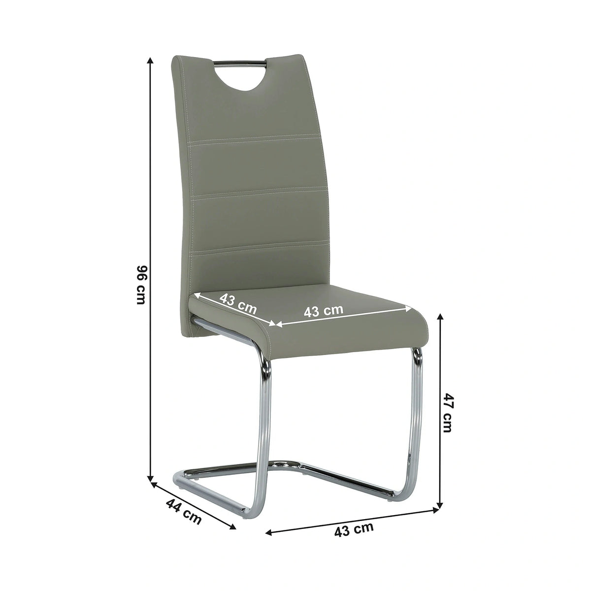 Scaun de bucatarie ABIRA NEW, gri deschis/crom, piele ecologica/metal, 43x44x96 cm