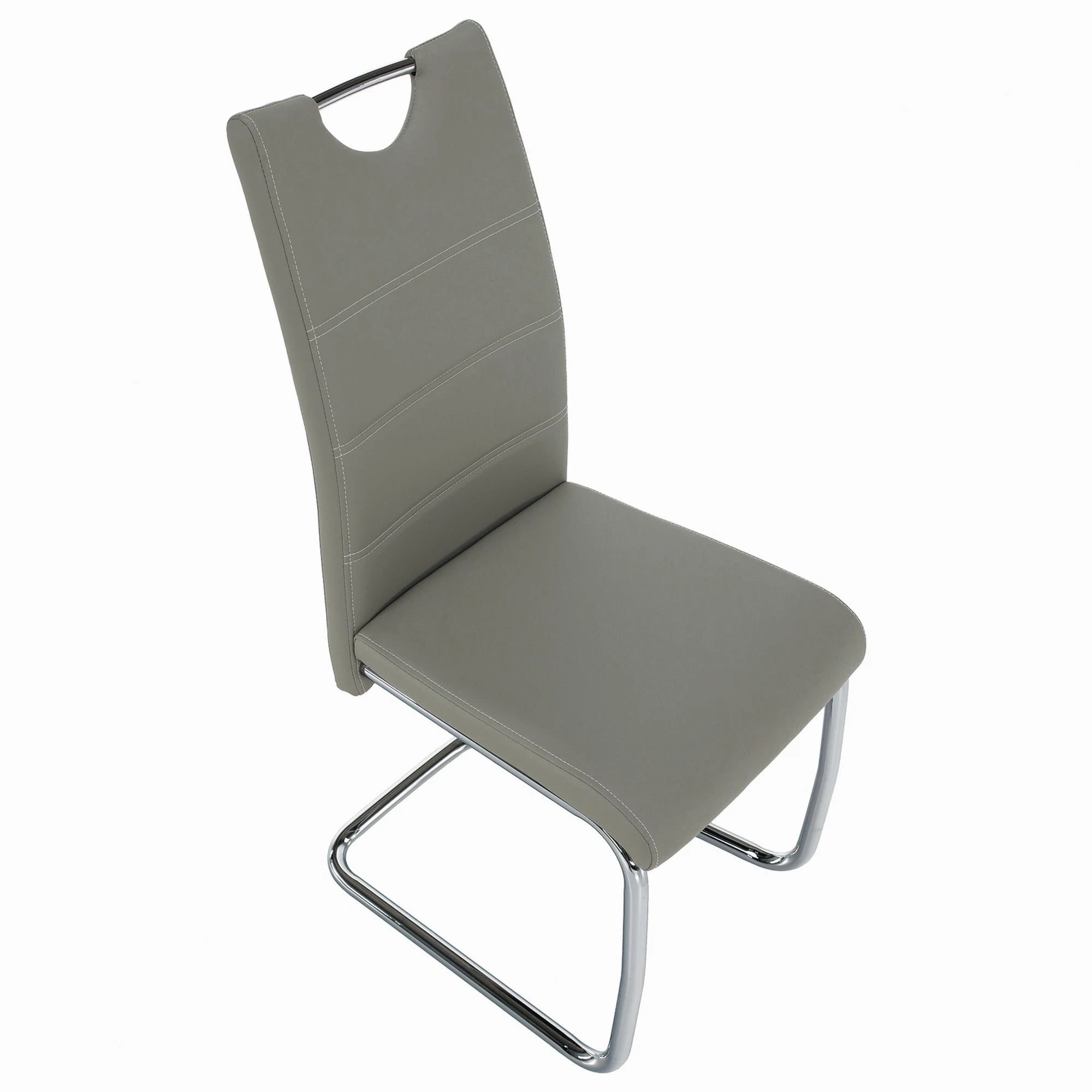 Scaun de bucatarie ABIRA NEW, gri deschis/crom, piele ecologica/metal, 43x44x96 cm