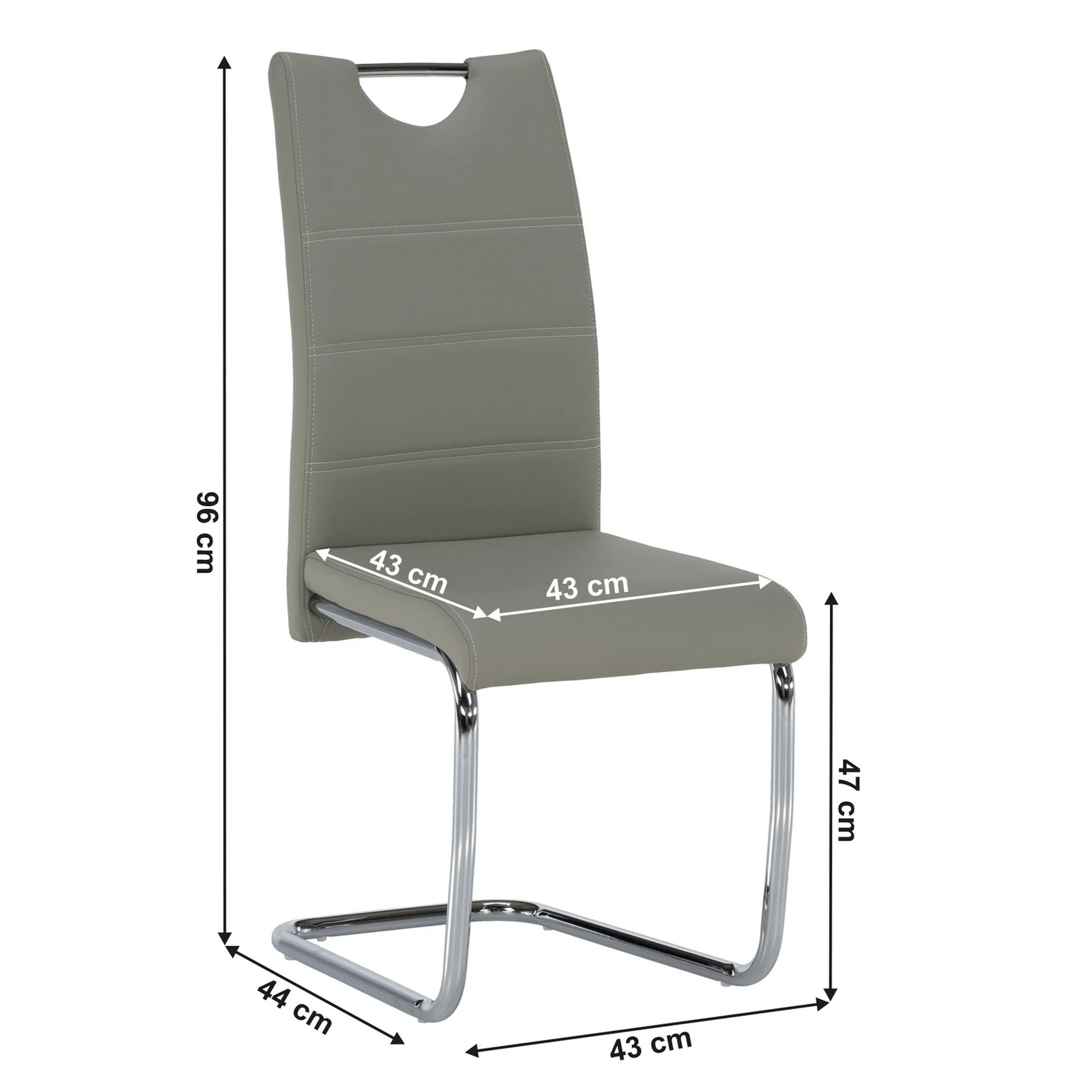 Scaun de bucatarie ABIRA NEW, gri deschis/crom, piele ecologica/metal, 43x44x96 cm