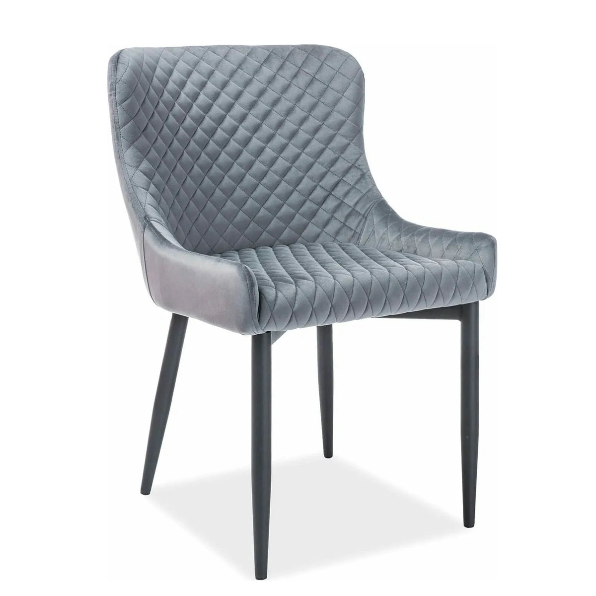 Scaun de dining COLIN B, gri/negru, stofa catifelata/metal, 52x45x82 cm