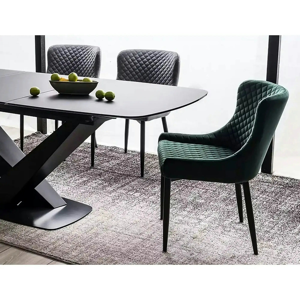Scaun de dining COLIN B, gri/negru, stofa catifelata/metal, 52x45x82 cm