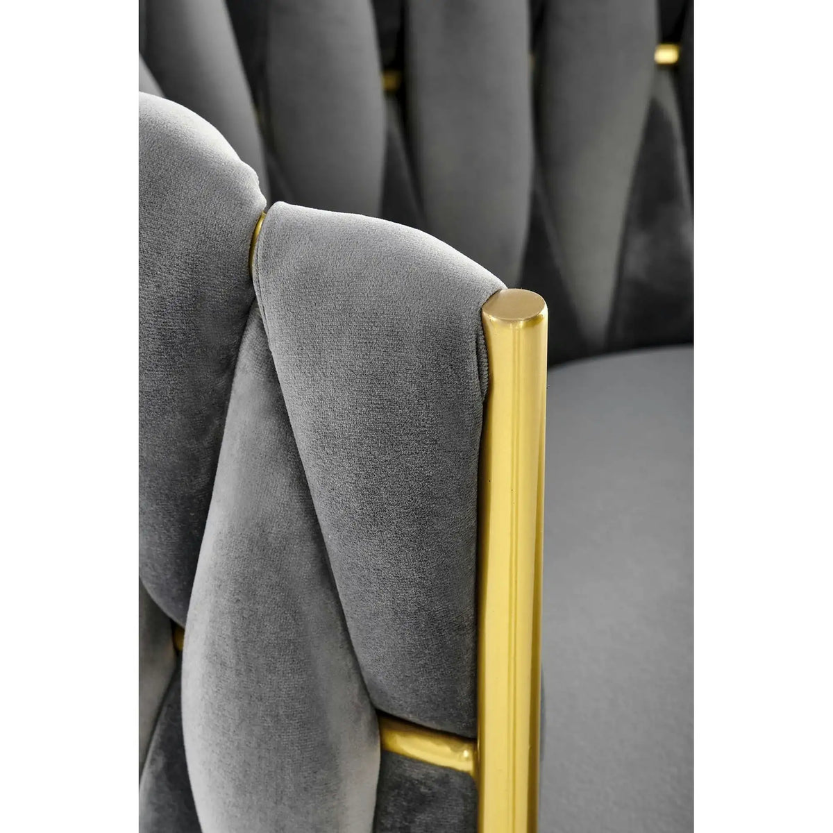 Scaun de dining K517, gri/auriu, stofa catifelata/metal, 57x60x79 cm