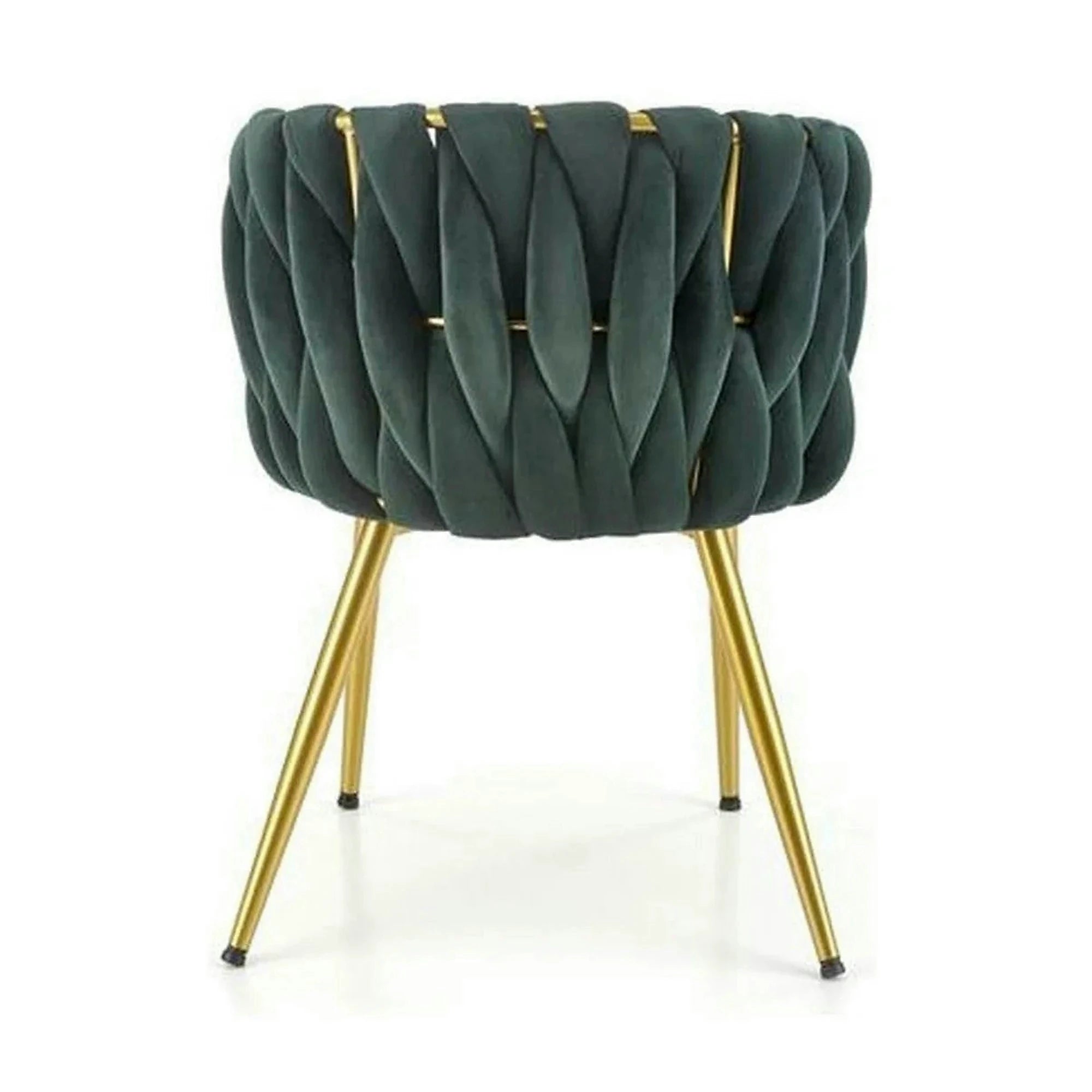 Scaun de dining K517, verde inchis/auriu, stofa catifelata/metal, 57x60x79 cm