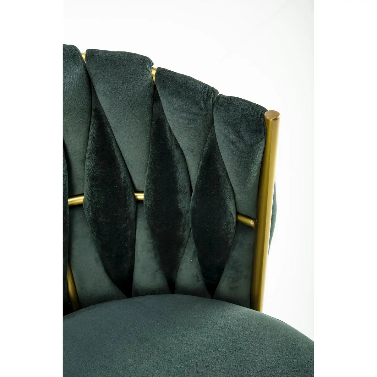Scaun de dining K517, verde inchis/auriu, stofa catifelata/metal, 57x60x79 cm
