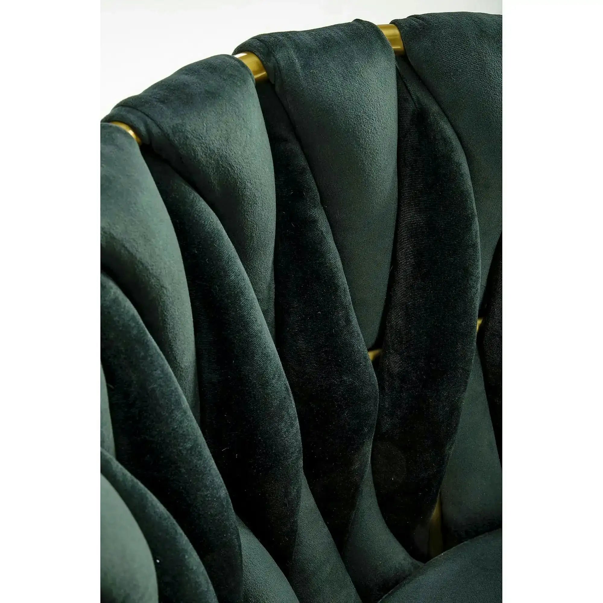 Scaun de dining K517, verde inchis/auriu, stofa catifelata/metal, 57x60x79 cm