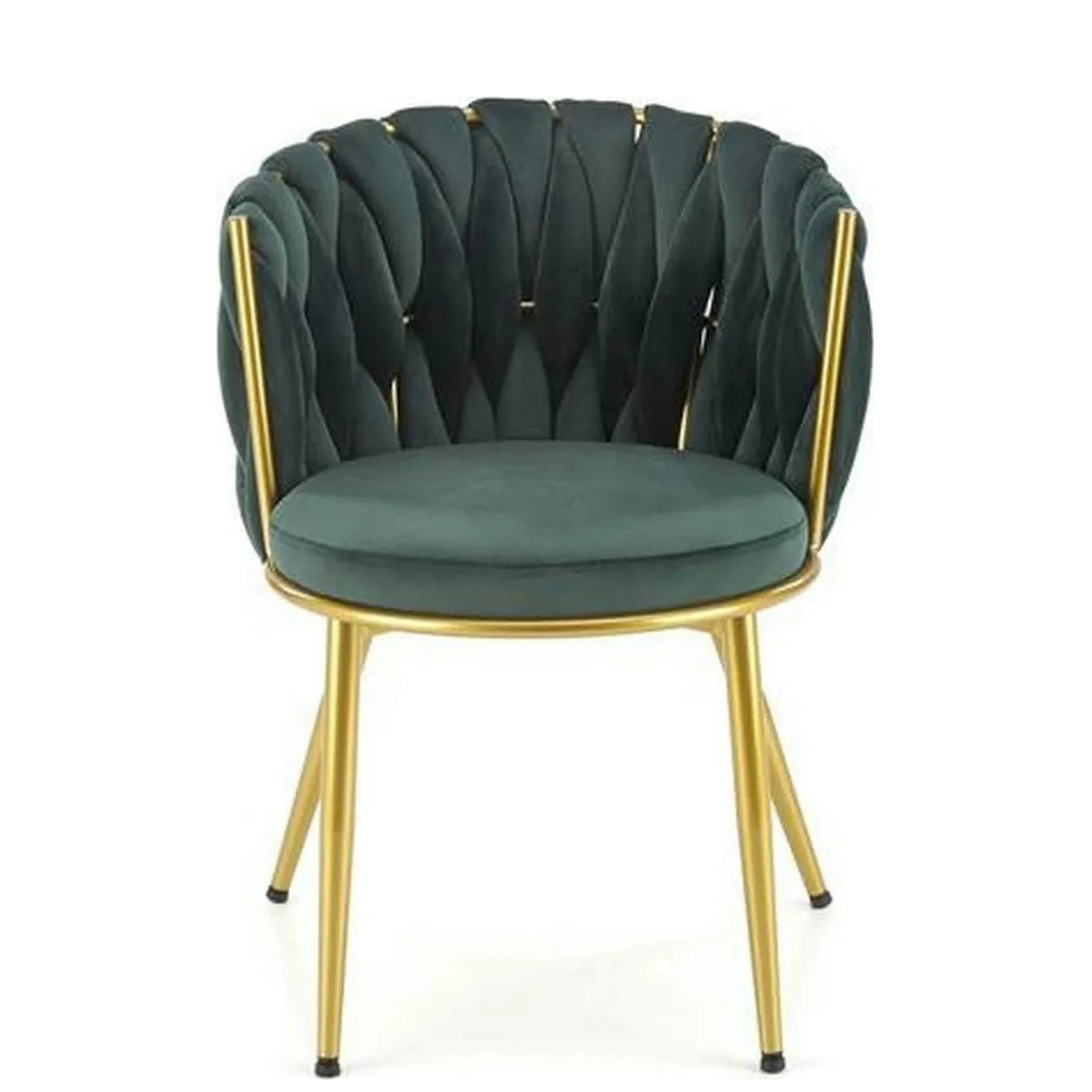 Scaun de dining K517, verde inchis/auriu, stofa catifelata/metal, 57x60x79 cm