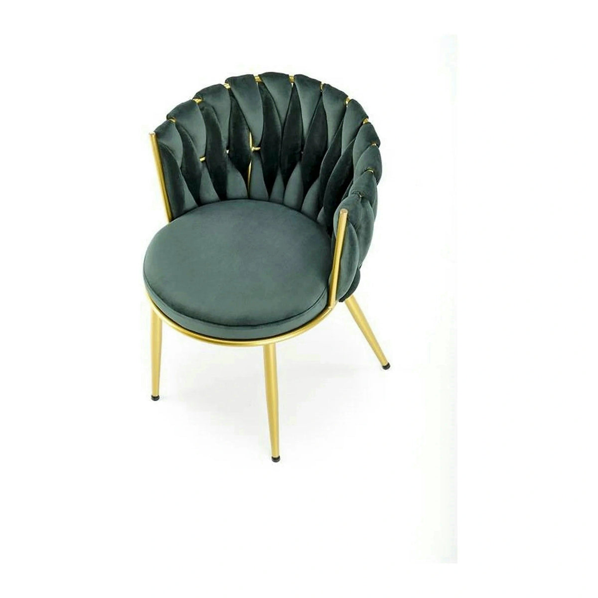 Scaun de dining K517, verde inchis/auriu, stofa catifelata/metal, 57x60x79 cm