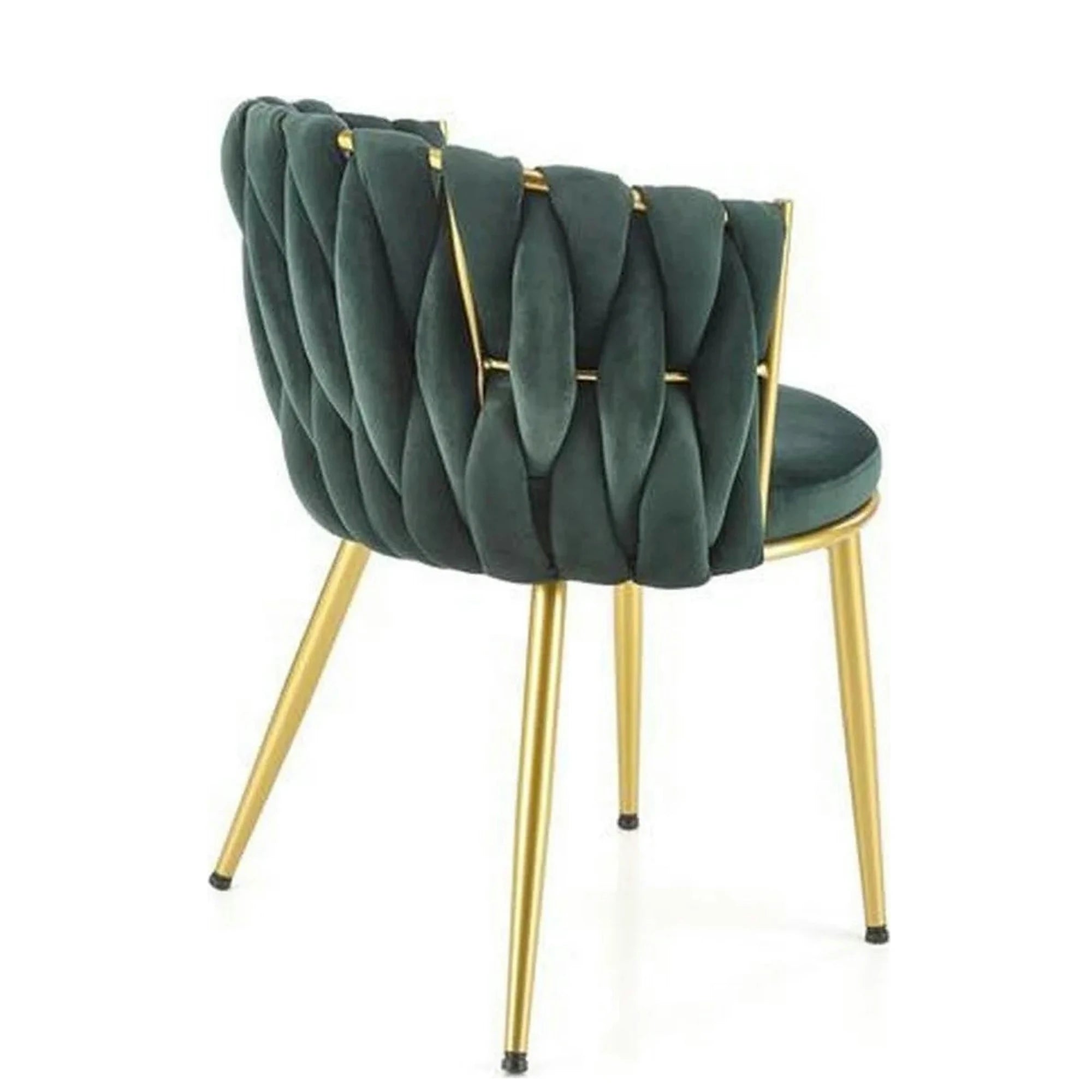 Scaun de dining K517, verde inchis/auriu, stofa catifelata/metal, 57x60x79 cm