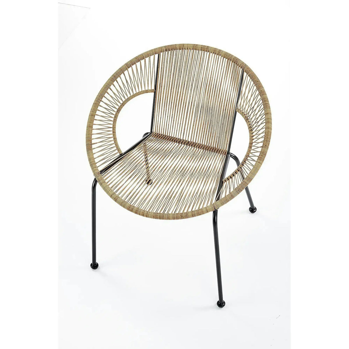 Scaun de gradina BARI, maro/negru, rattan sintetic/otel, 69x60x74x44 cm