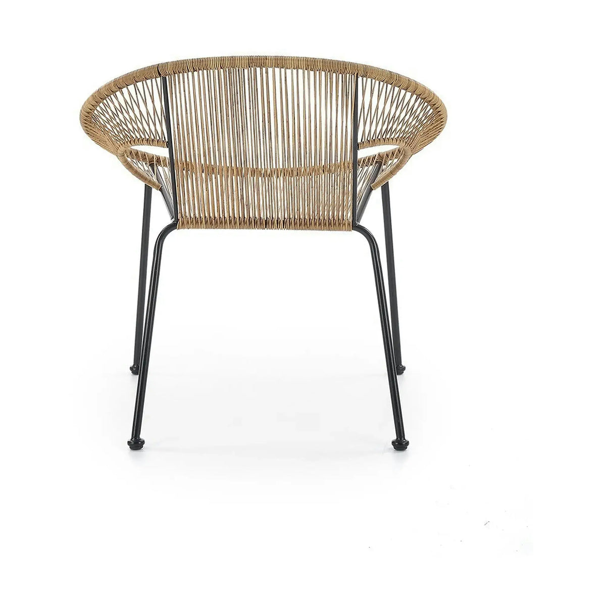 Scaun de gradina BARI, maro/negru, rattan sintetic/otel, 69x60x74x44 cm
